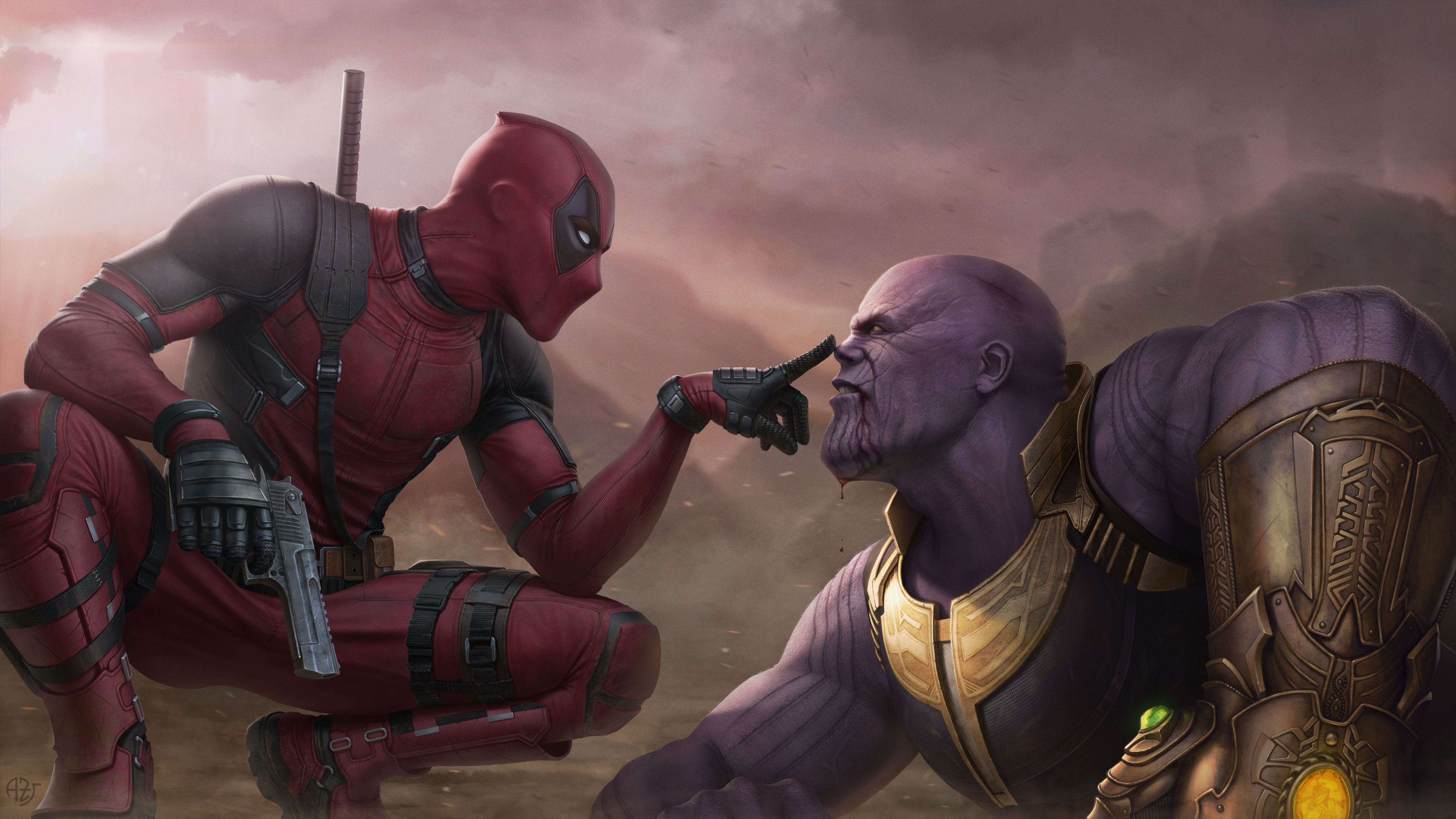 Free download wallpaper Deadpool, Crossover, Movie, Thanos on your PC desktop