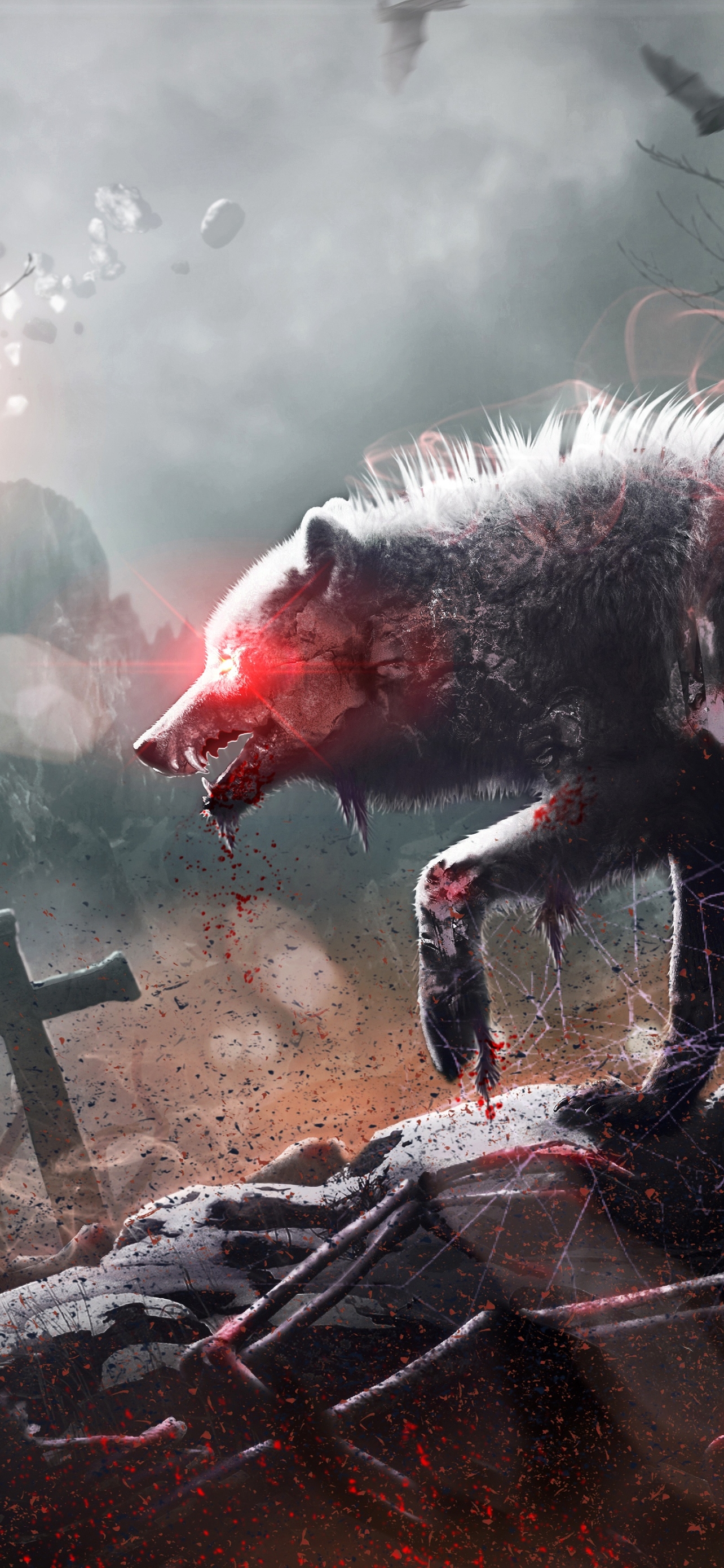 Download mobile wallpaper Dark, Wolf, Zombie for free.