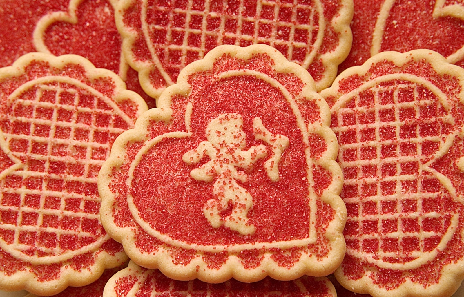 hearts, holidays, food, background, love, valentine's day, cookies, red 1080p