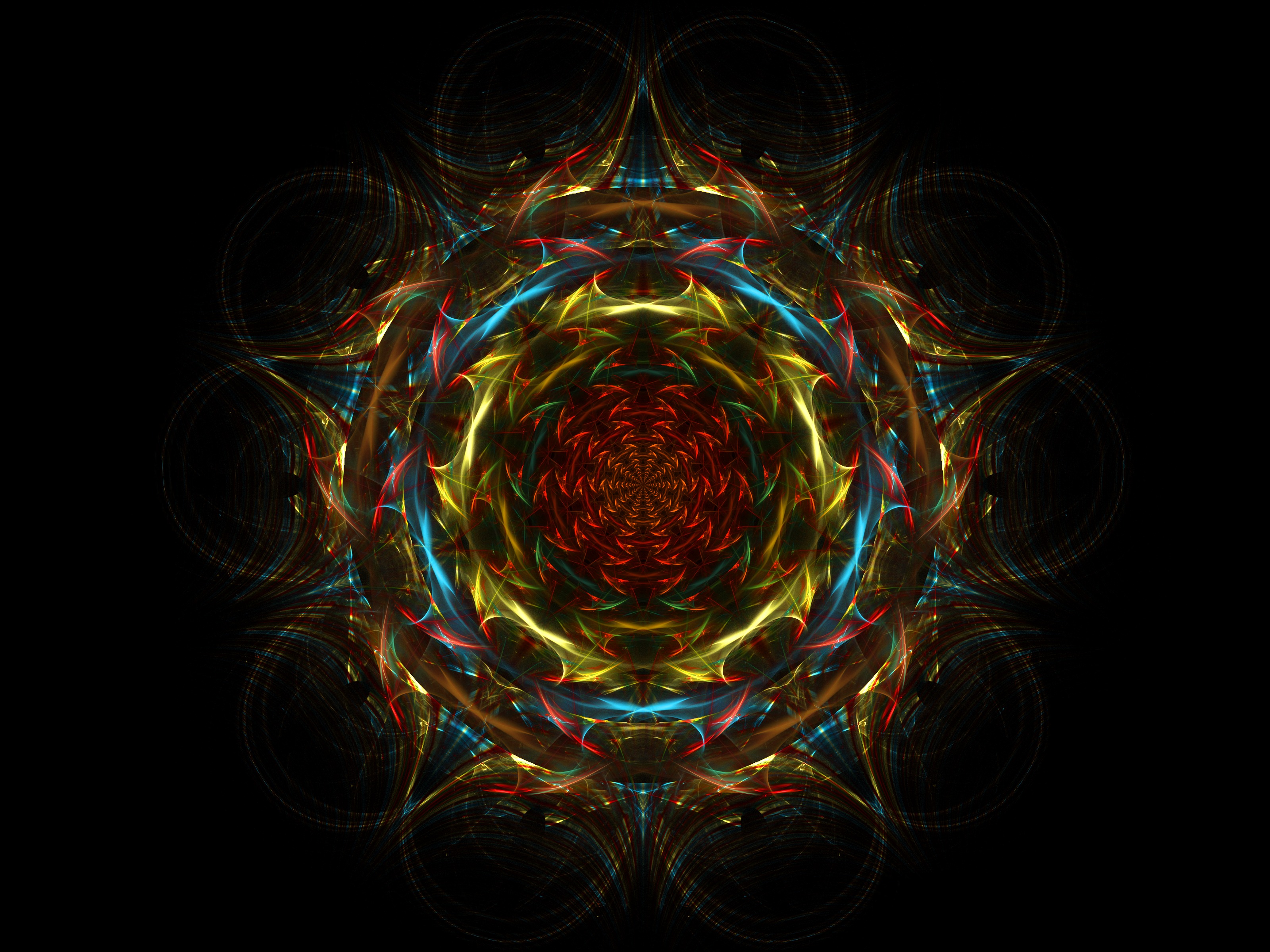 Download mobile wallpaper Mandala, Motley, Abstract, Multicolored, Fractal for free.