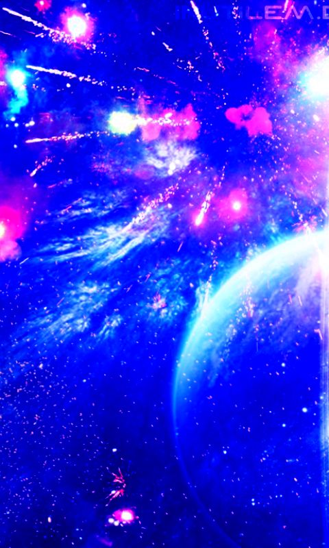 Handy-Wallpaper Planet, Science Fiction, Feuerwerk, Weltraum kostenlos herunterladen.