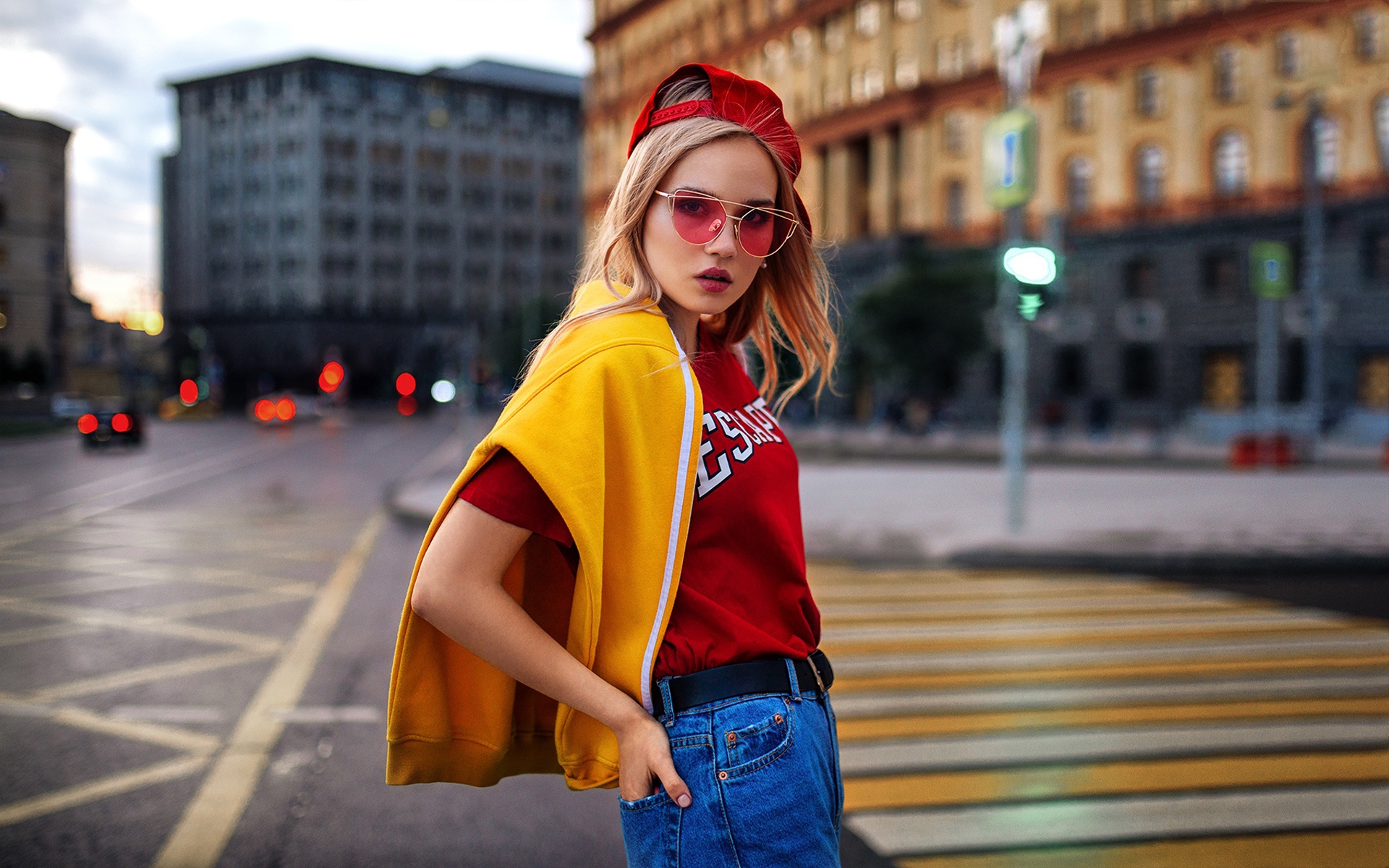 Téléchargez gratuitement l'image Blond, Des Lunettes De Soleil, Femmes, Top Model, Profondeur De Champ sur le bureau de votre PC