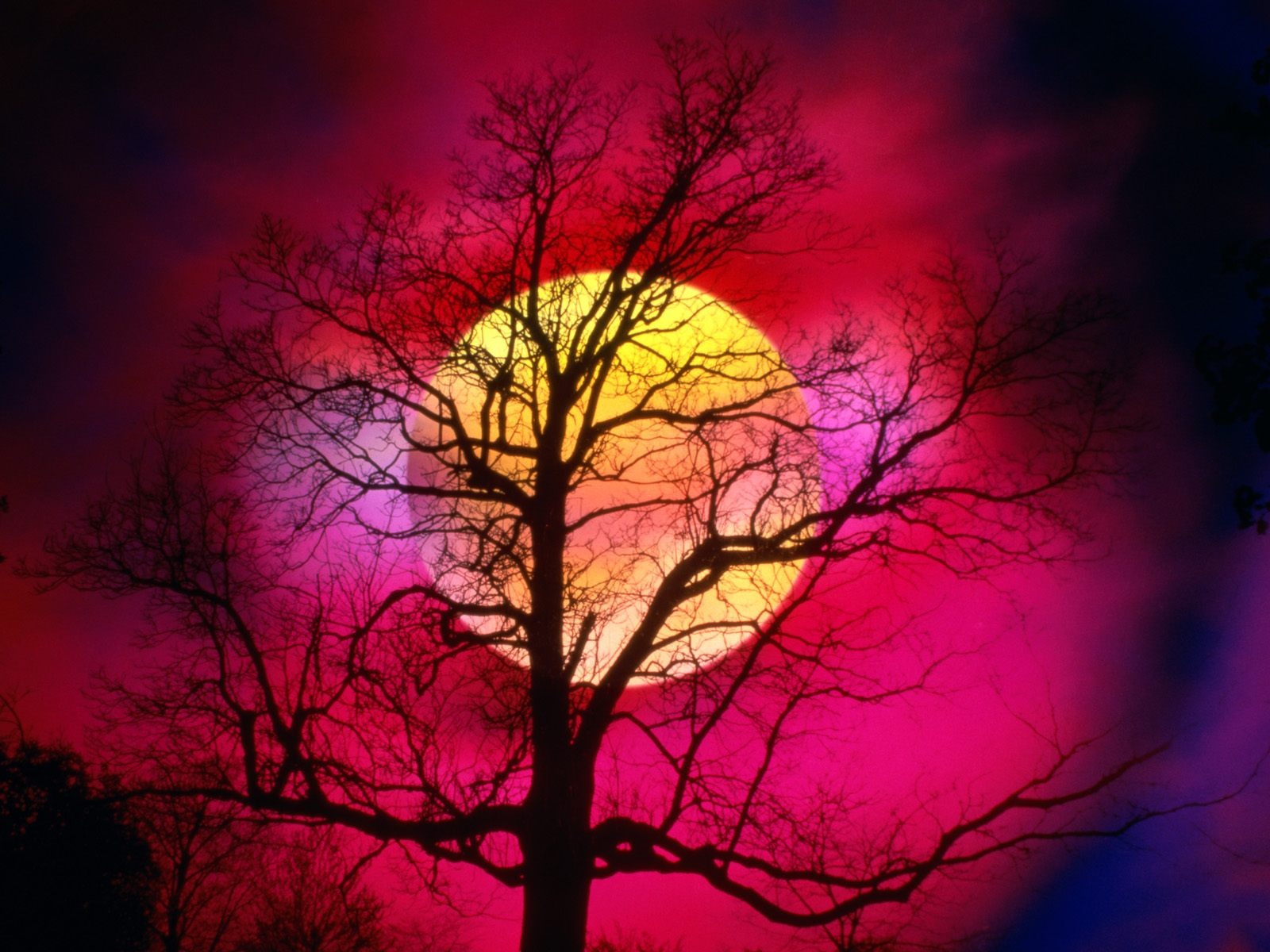 Download mobile wallpaper Moon, Sunset, Artistic for free.