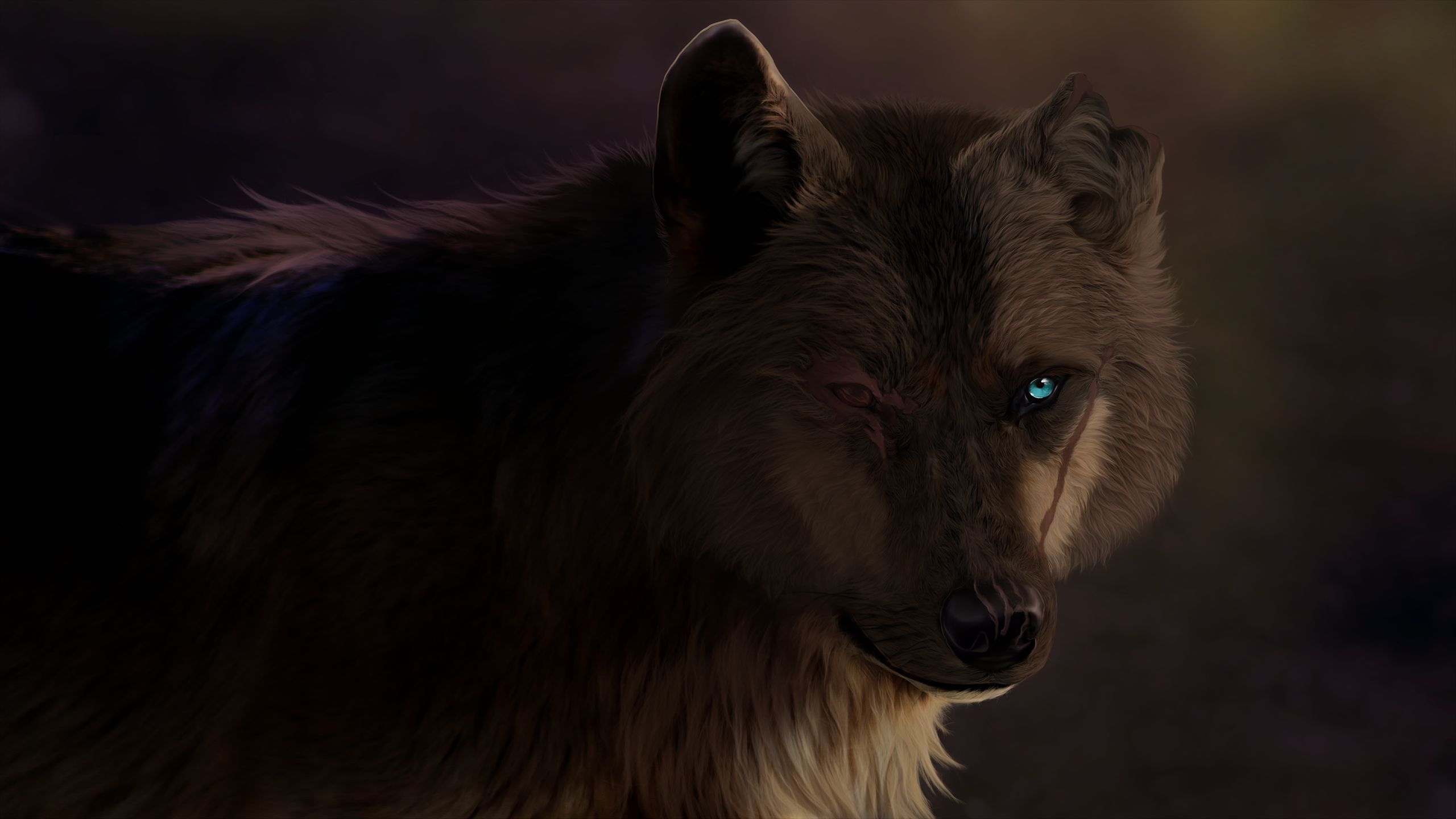 Download mobile wallpaper Fantasy, Wolf, Scar, Fantasy Animals for free.