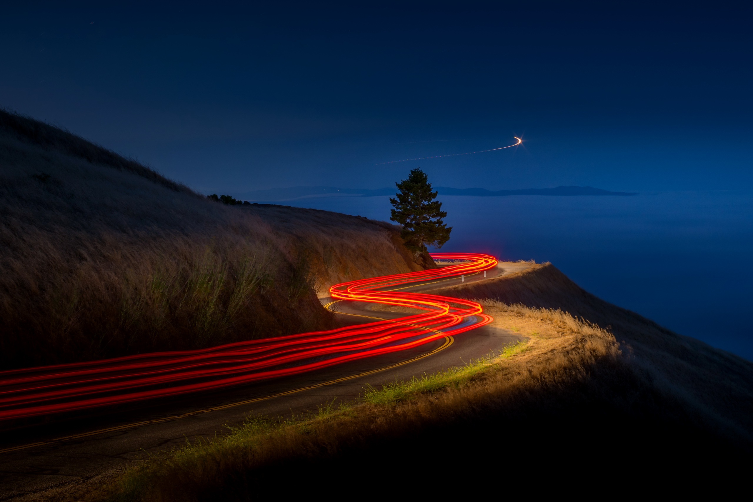 Download mobile wallpaper Night, Light, Road, Photography, Time Lapse for free.