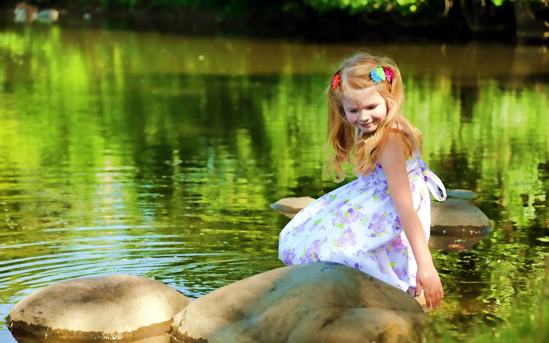 Download mobile wallpaper Lake, Reflection, Child, Cute, Photography for free.