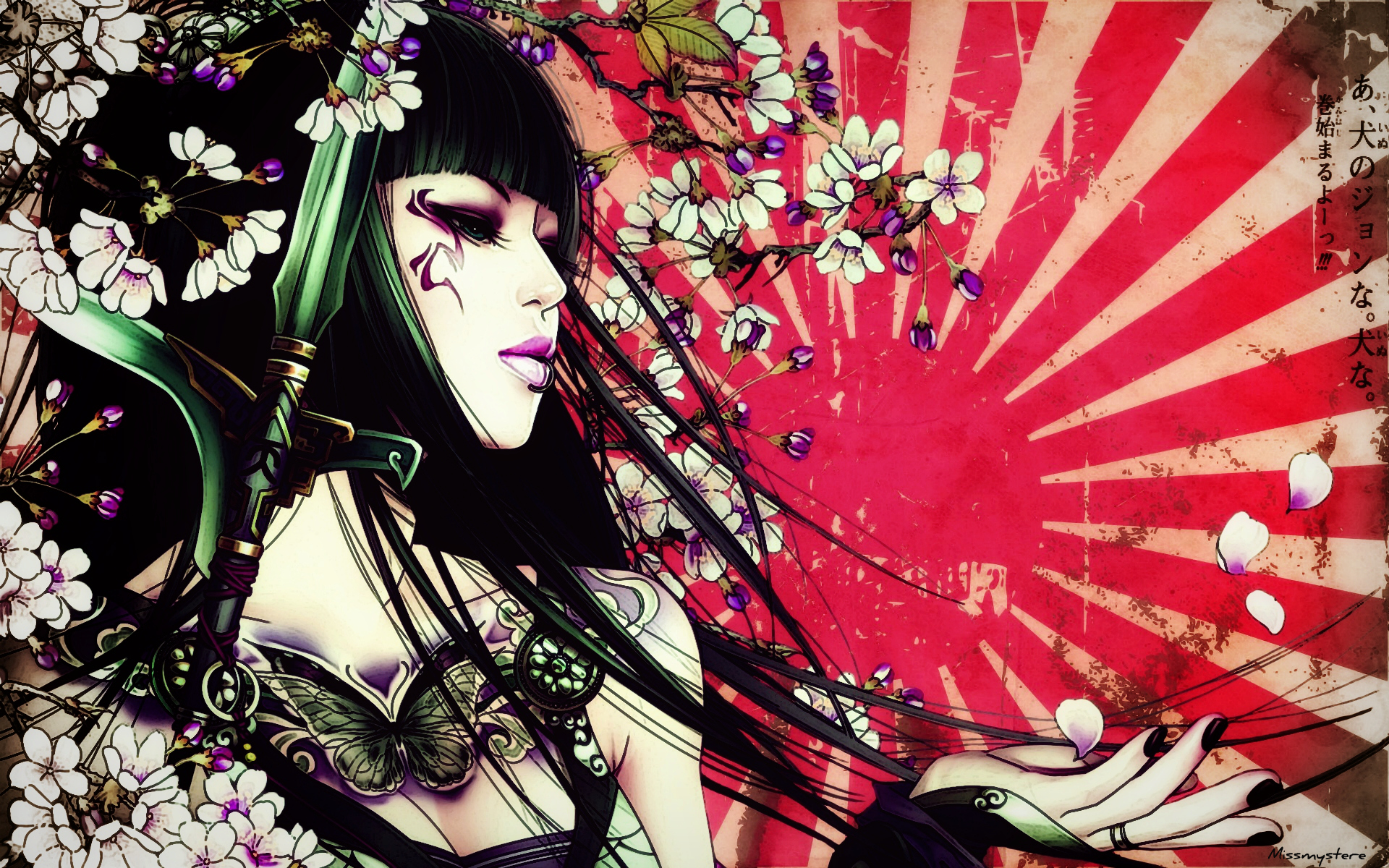 geisha, video game, jx online, asian, colorful, fantasy, oriental, tattoo