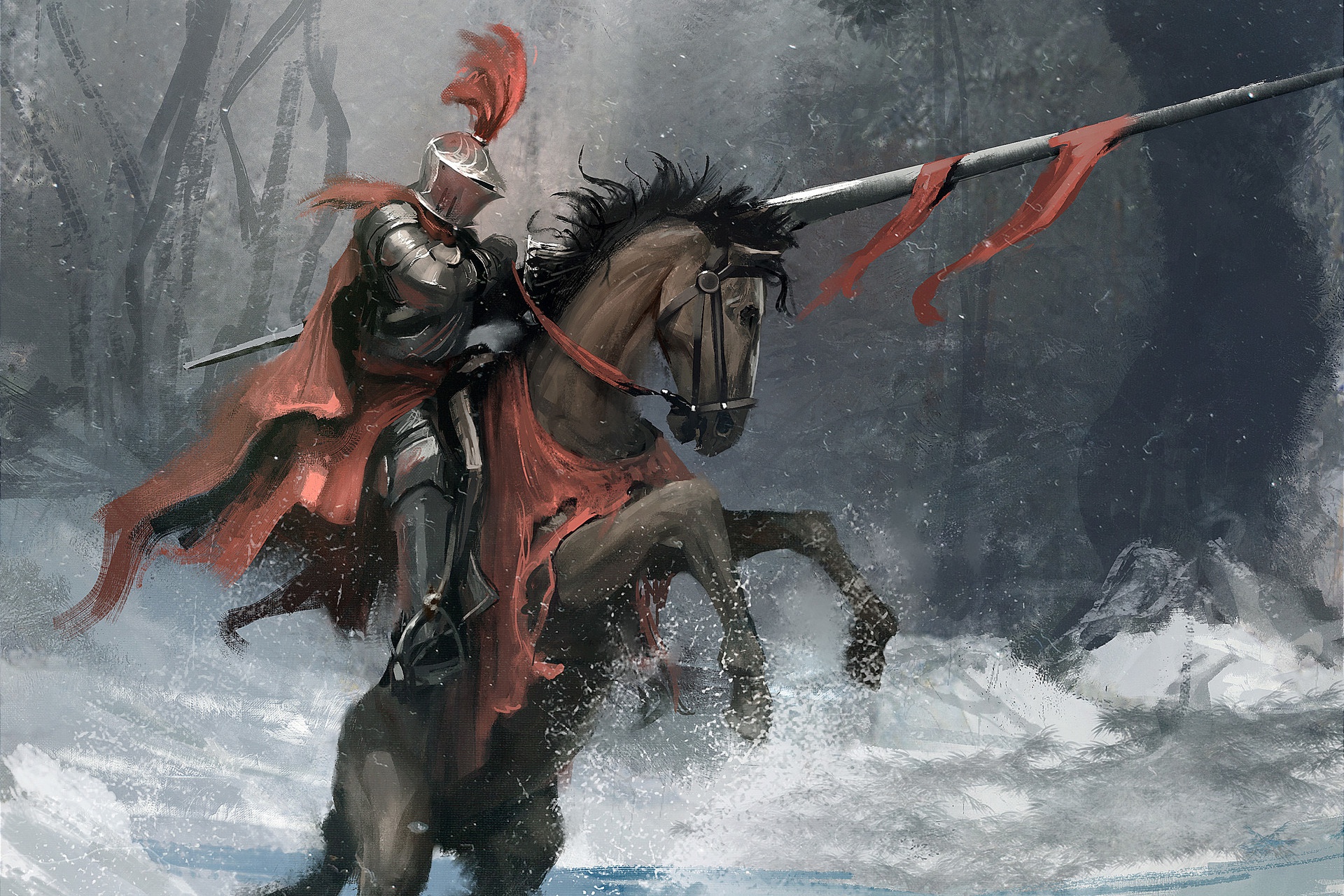 無料モバイル壁紙ファンタジー, 馬, 戦士, 騎士, 鎧をダウンロードします。