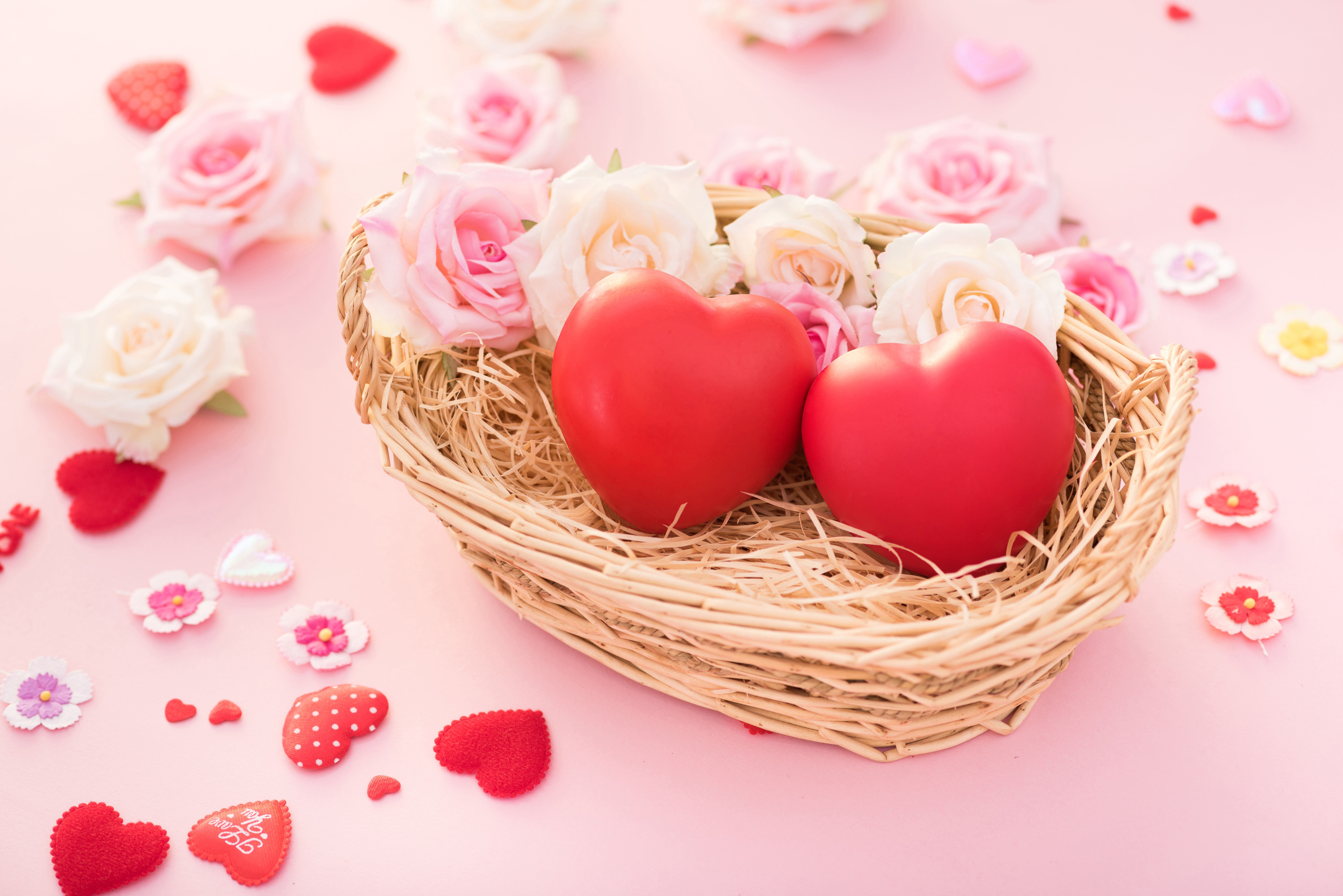 Download mobile wallpaper Love, Flower, Basket, Photography, Heart Shaped for free.