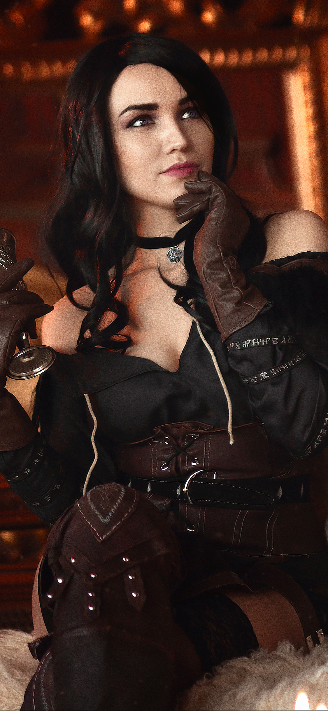 Download mobile wallpaper Glove, Women, Black Hair, Cosplay, The Witcher 3: Wild Hunt, Yennefer Of Vengerberg for free.