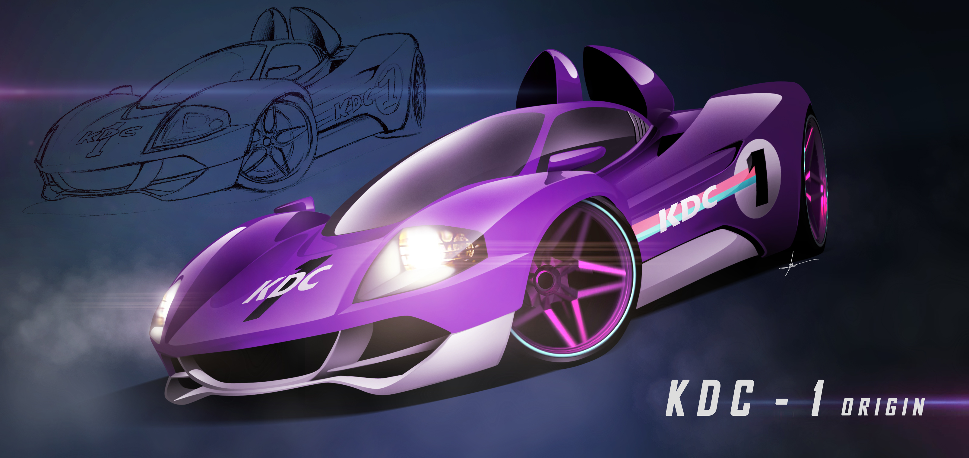 Download mobile wallpaper Artistic, Vehicles, Purple Car for free.
