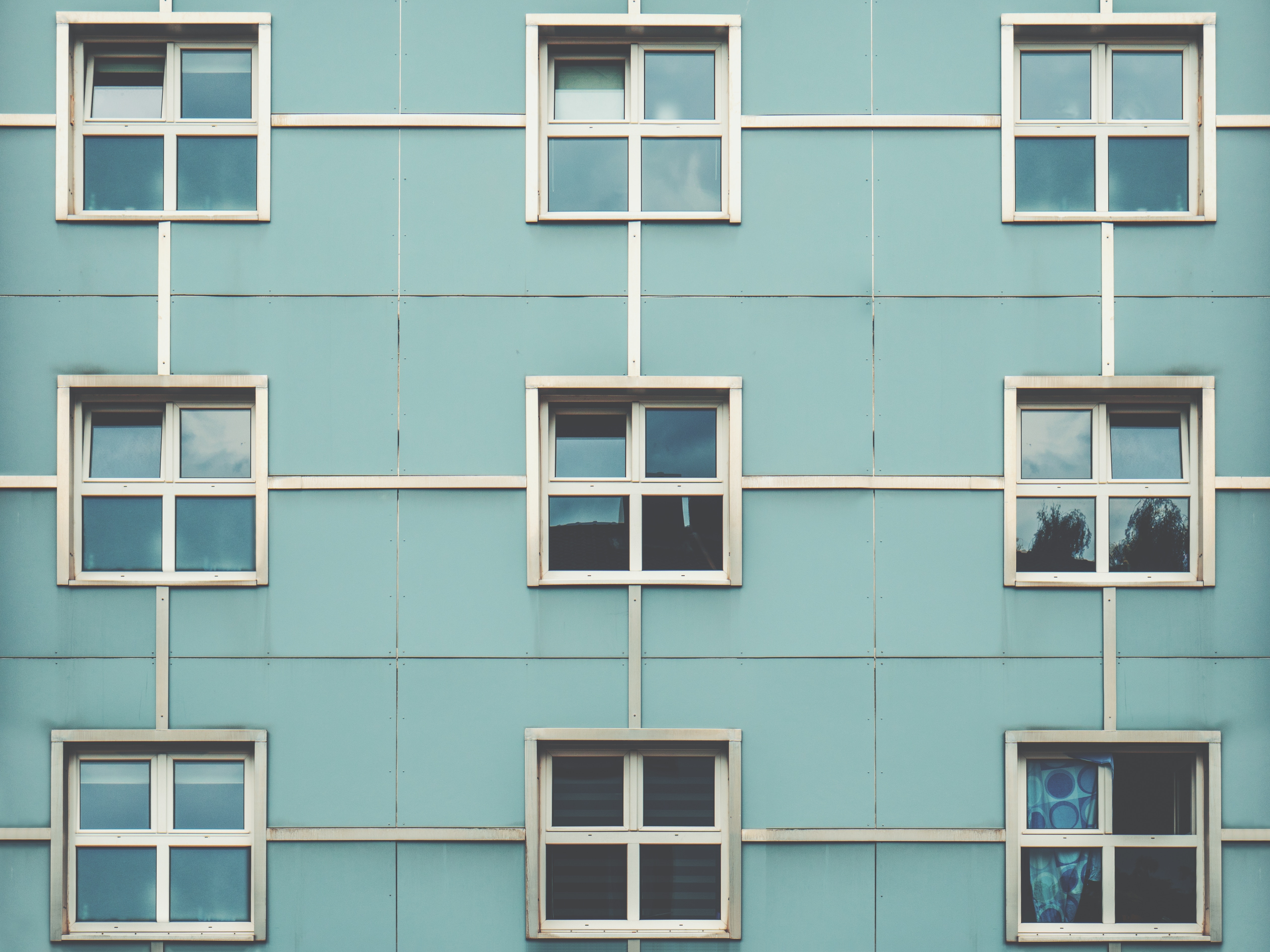 Download mobile wallpaper Building, Facade, Windows, Minimalism for free.