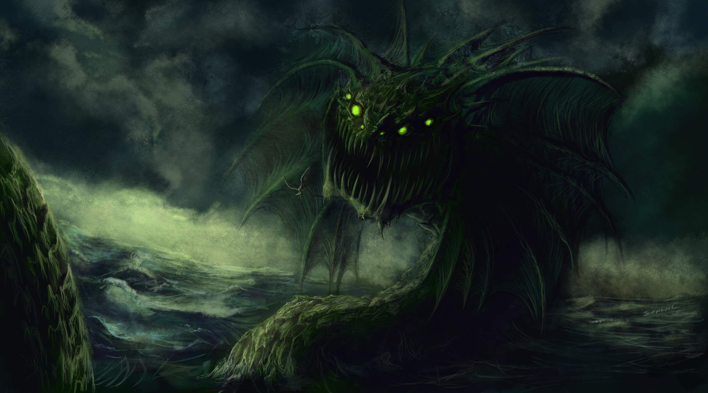 Free download wallpaper Fantasy, Dark, Ocean, Creature, Sea Monster on your PC desktop