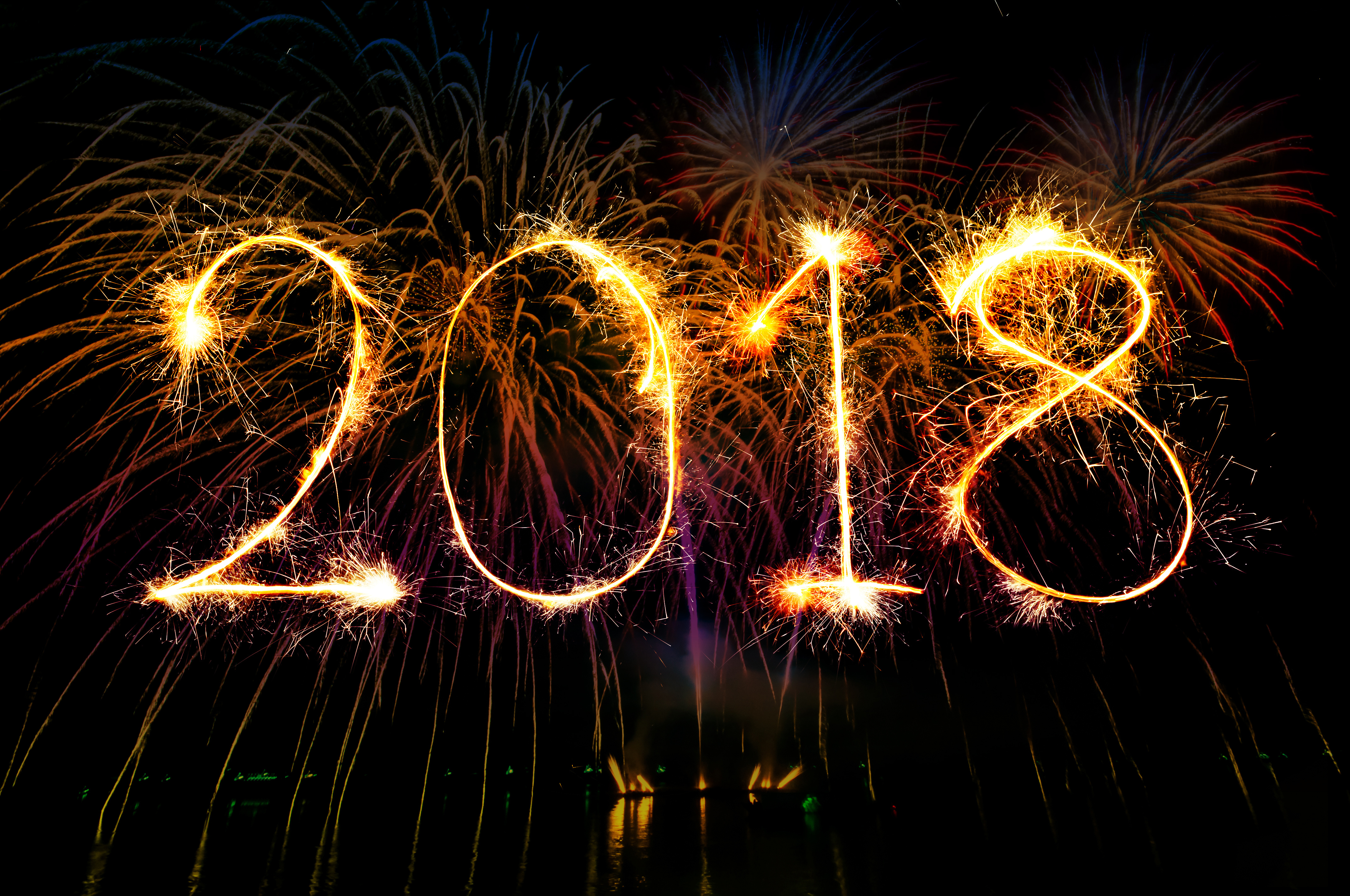 Free download wallpaper New Year, Holiday, Fireworks, New Year 2018 on your PC desktop