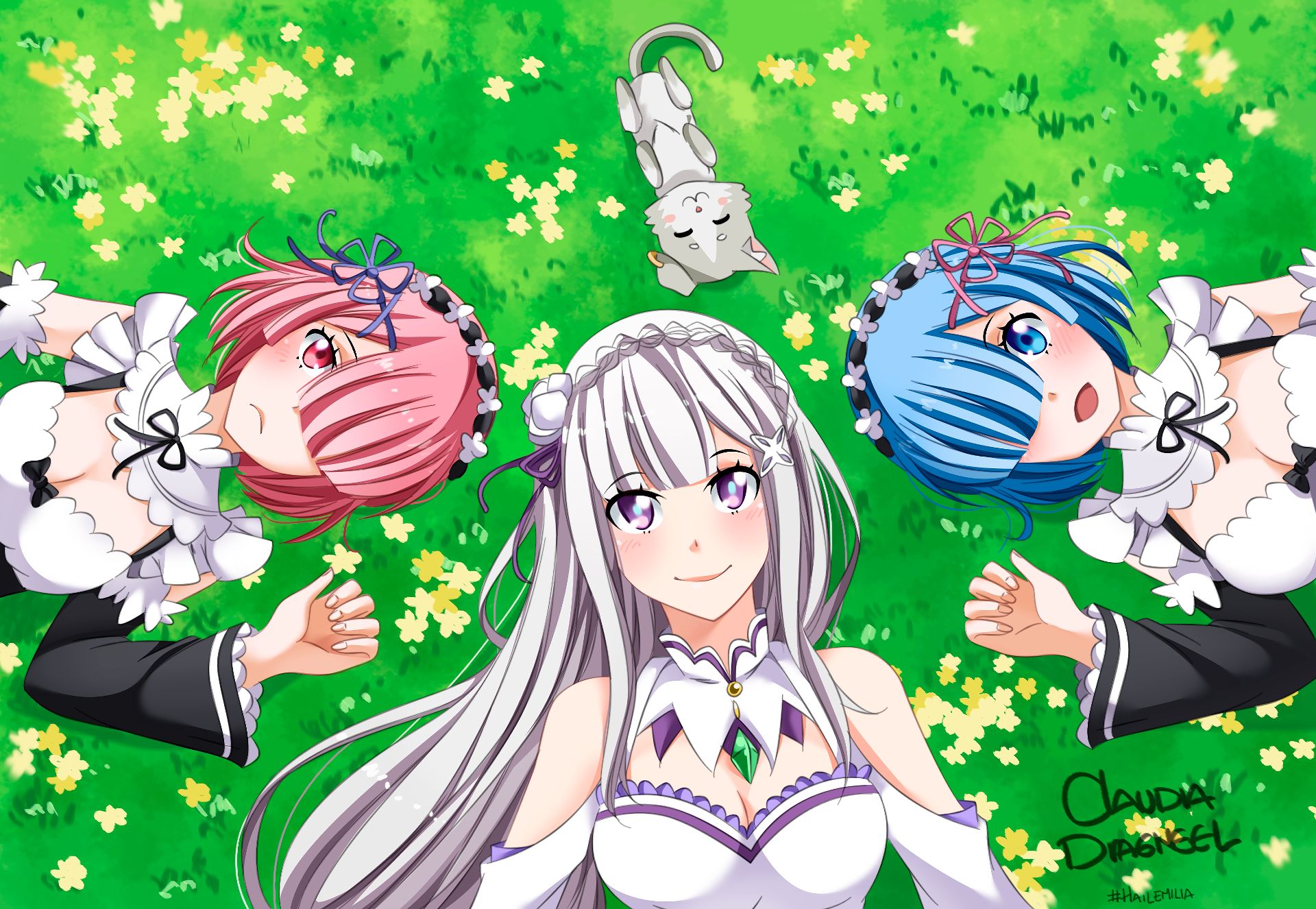 Download mobile wallpaper Anime, Emilia (Re:zero), Re:zero Starting Life In Another World, Pack (Re:zero), Ram (Re:zero), Rem (Re:zero) for free.
