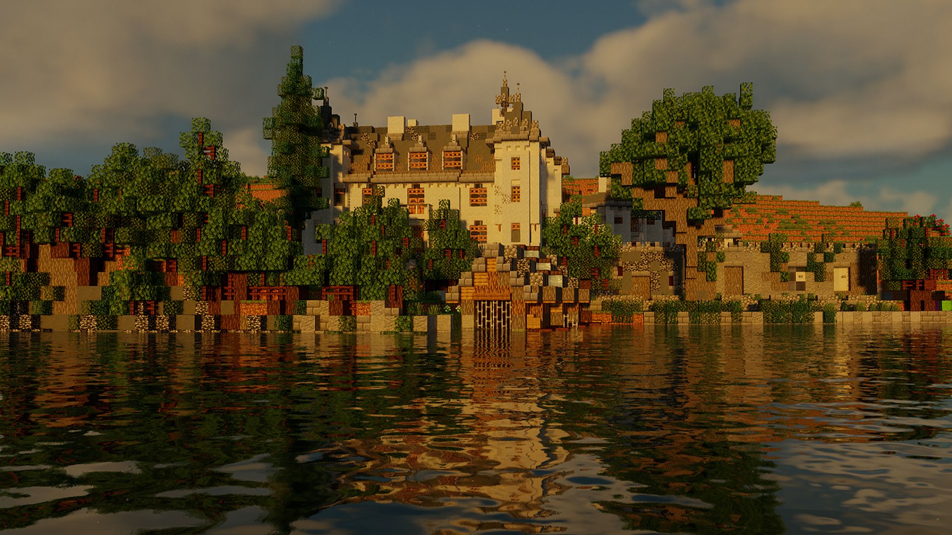Download mobile wallpaper Minecraft, Hallstatt, Video Game, Castle for free.
