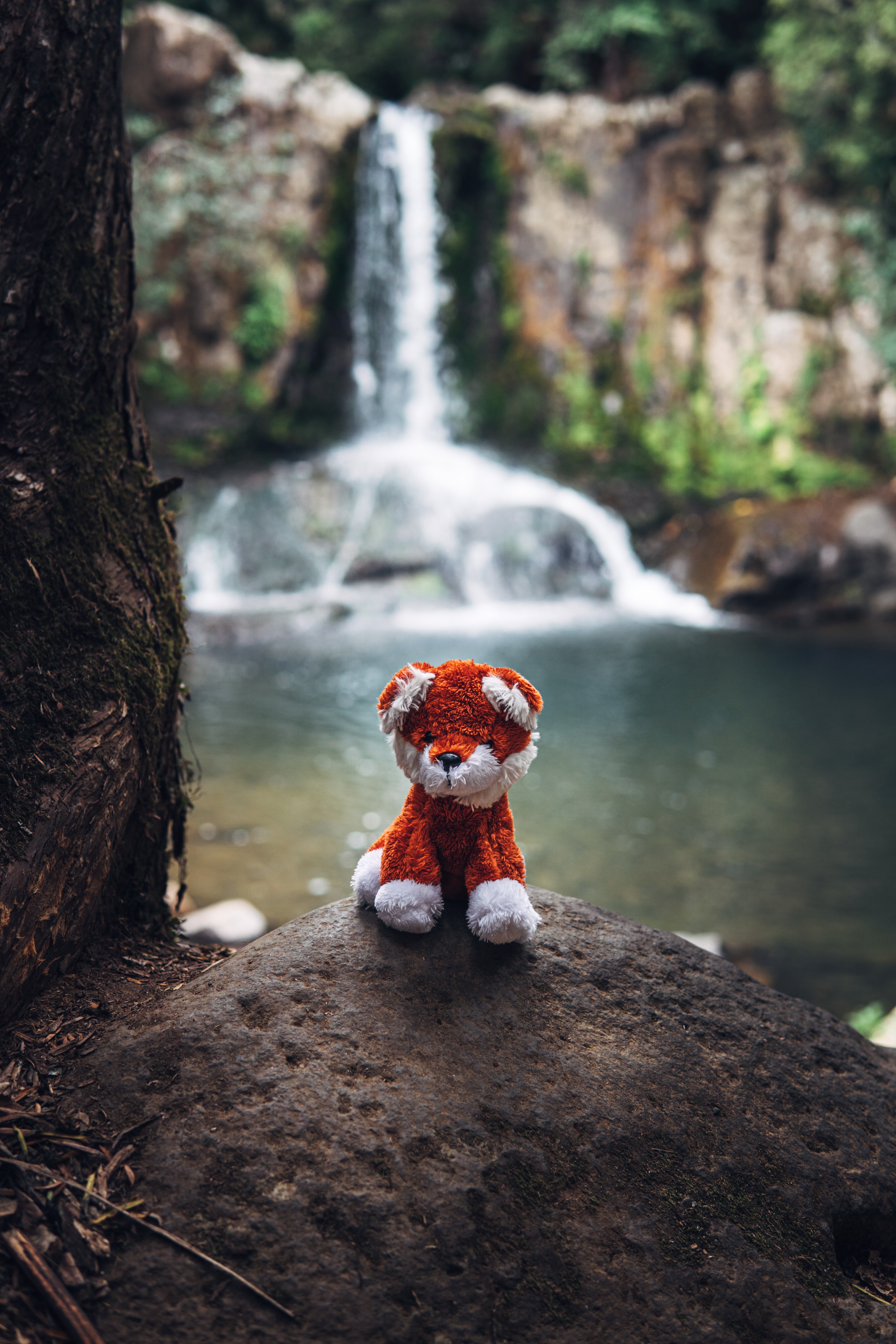 Download mobile wallpaper Rock, Miscellaneous, Miscellanea, Waterfall, Stone, Toy for free.