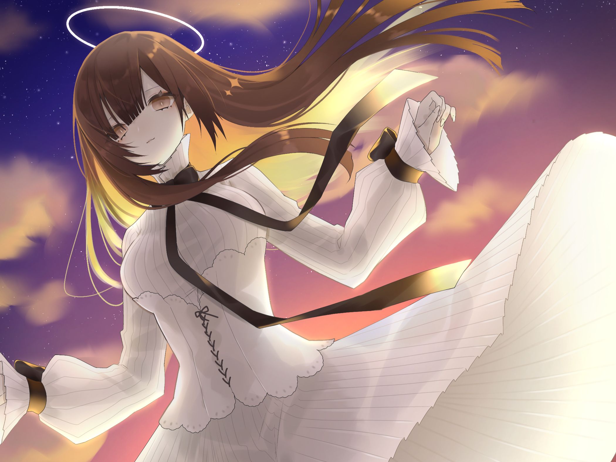 Download mobile wallpaper Anime, Starry Sky, Original, White Dress for free.