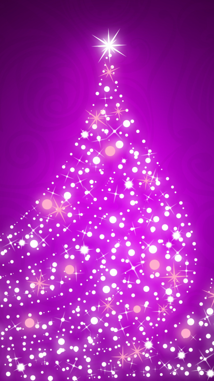 無料モバイル壁紙輝き, クリスマス, 紫の, クリスマスツリー, 星, ホリデーをダウンロードします。