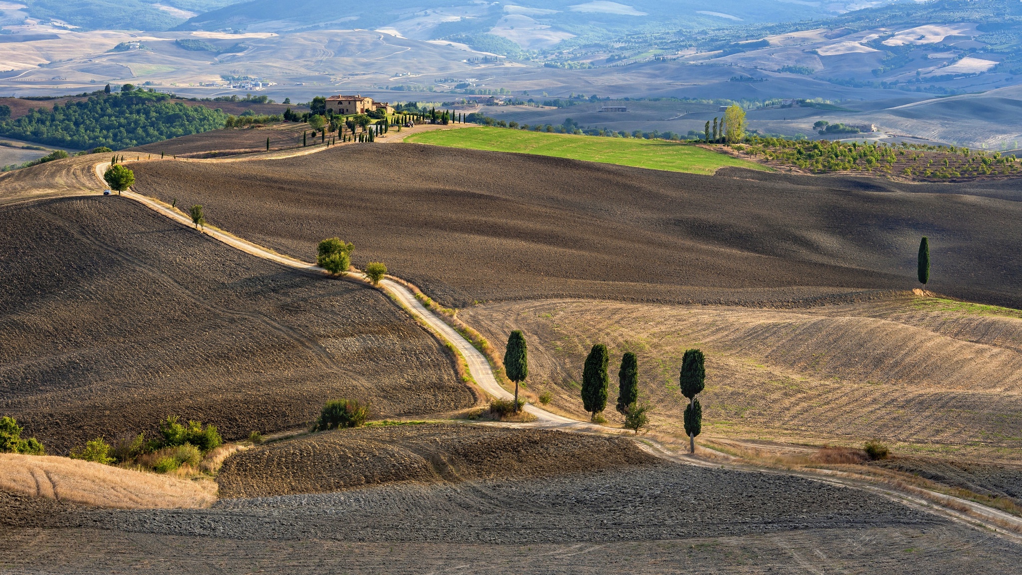 Download mobile wallpaper Landscape, Italy, Field, Photography, Tuscany, Dirt Road for free.