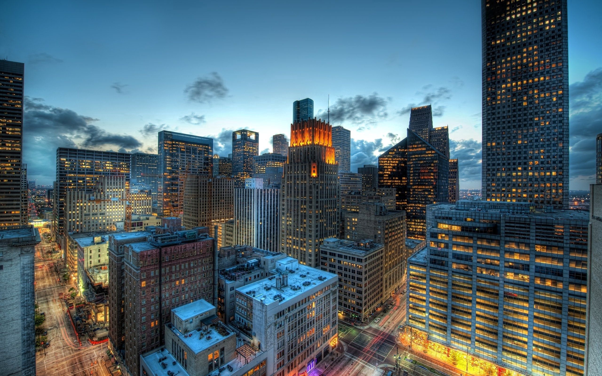 cities, sky, building, view from above, skyscrapers, hdr