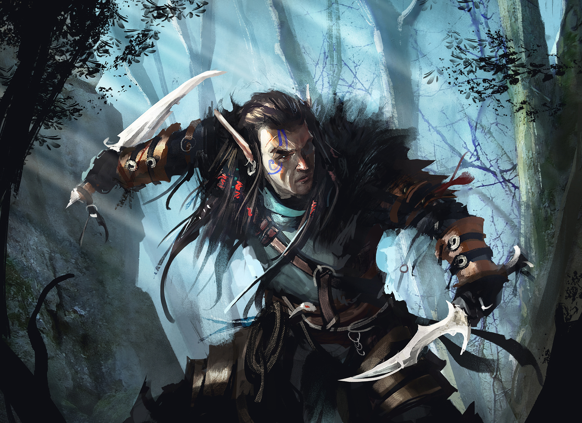 Download mobile wallpaper Fantasy, Warrior, Elf, Dagger, Assassin, Pointed Ears for free.