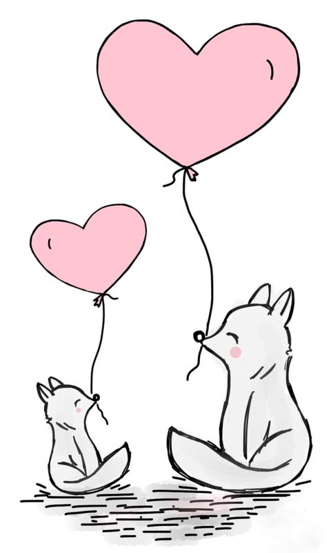Download mobile wallpaper Fox, Balloon, Animal, Artistic, Heart Shaped for free.