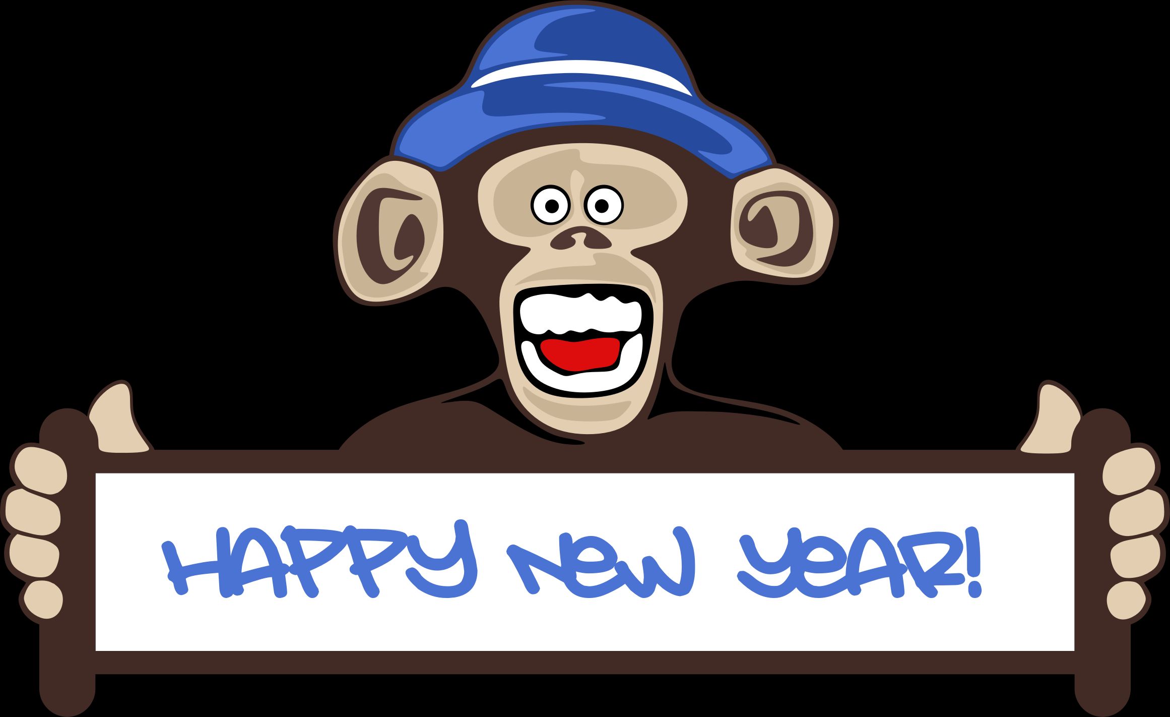 Téléchargez des papiers peints mobile Humour, Nouvel An, Vacances, Singe, Bonne Année gratuitement.