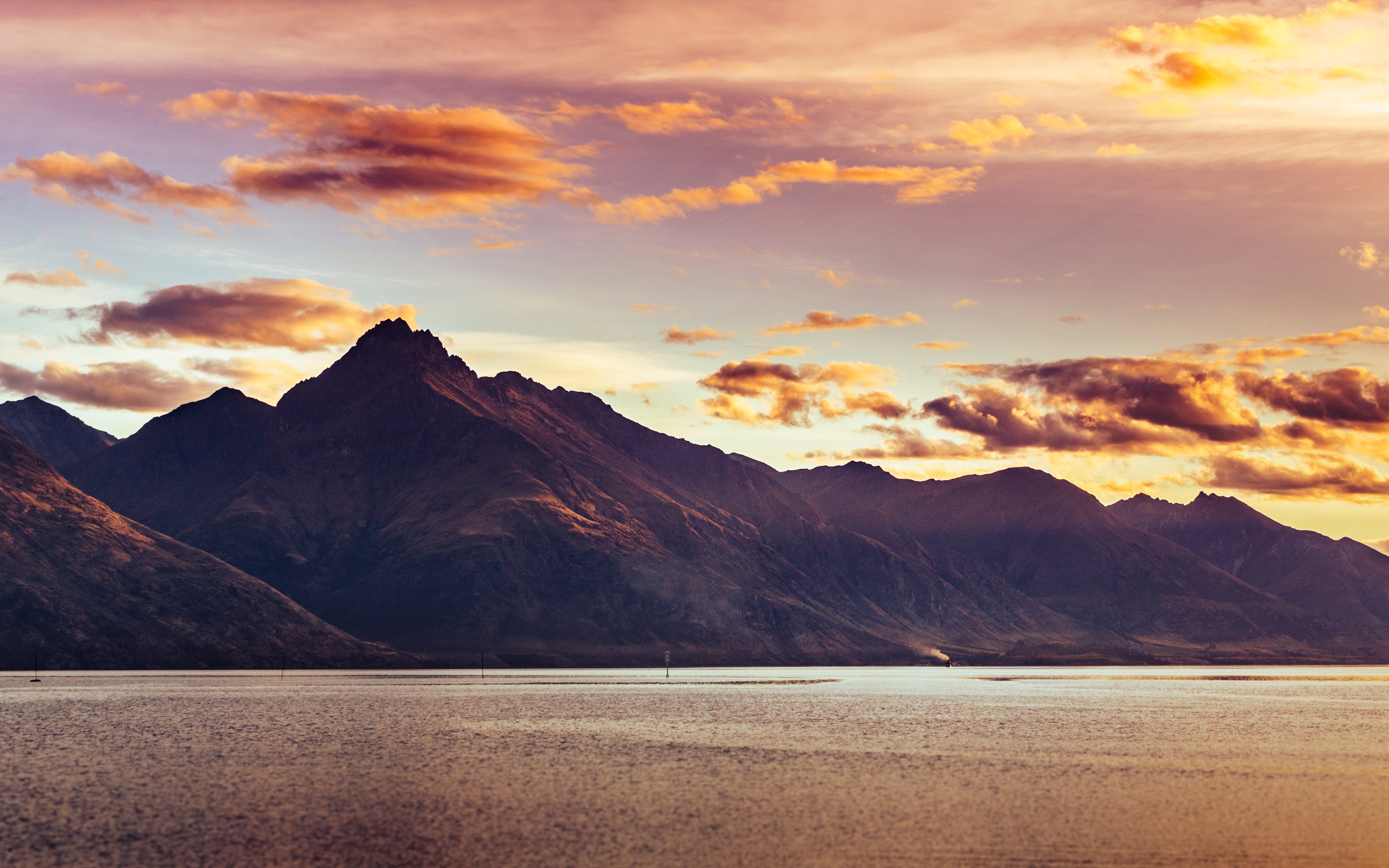 Free download wallpaper Sunset, Mountain, Lake, Dusk, Nature, Twilight, Landscape on your PC desktop