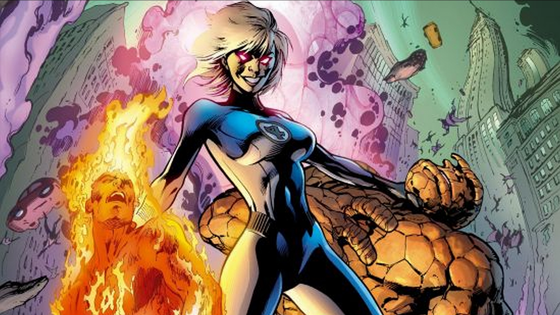 Download mobile wallpaper Fantastic Four, Human Torch (Marvel Comics), Invisible Woman, Mister Fantastic, Thing (Marvel Comics), Comics for free.