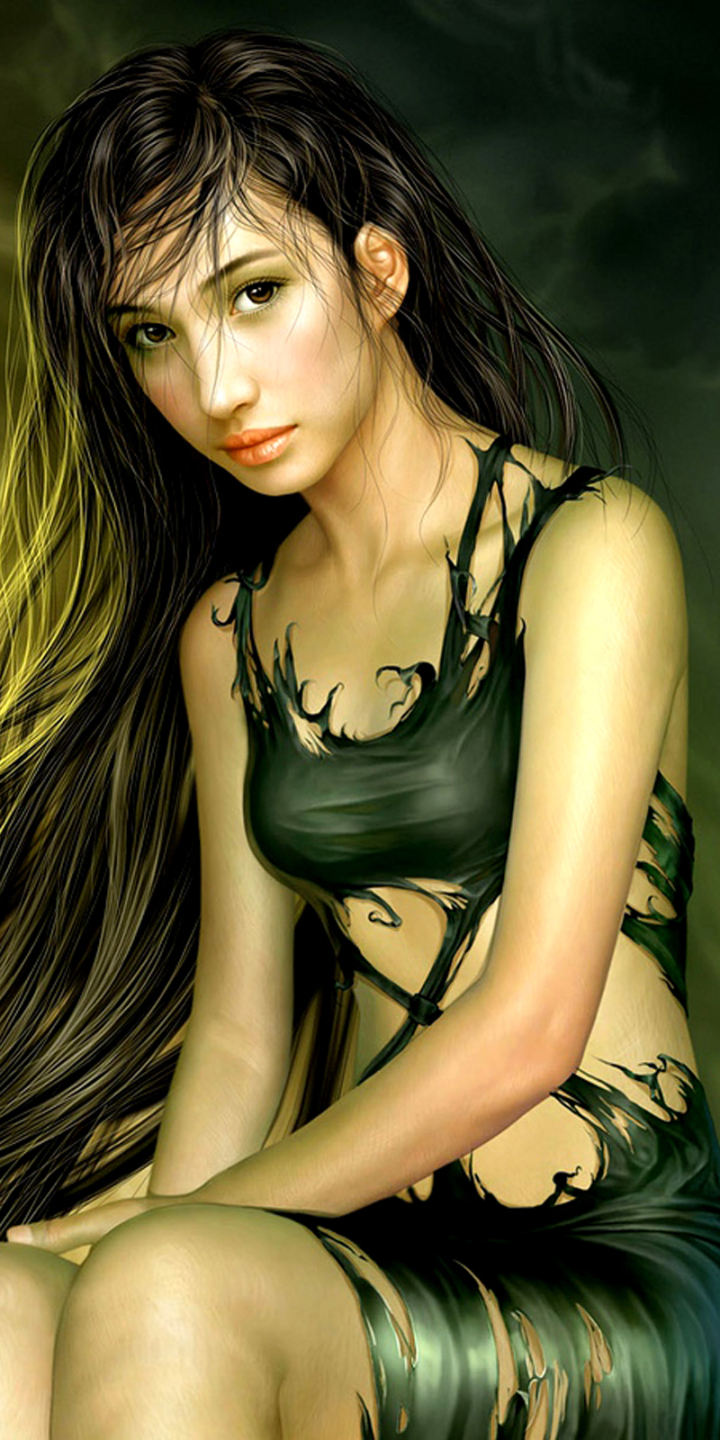 Download mobile wallpaper Fantasy, Women, Black Hair for free.