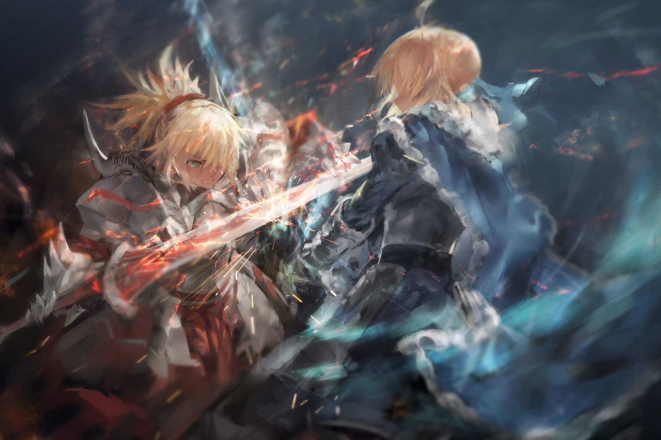 Free download wallpaper Anime, Knight, Saber (Fate Series), Artoria Pendragon, Fate/apocrypha, Mordred (Fate/apocrypha), Saber Of Red (Fate/apocrypha), Fate Series on your PC desktop