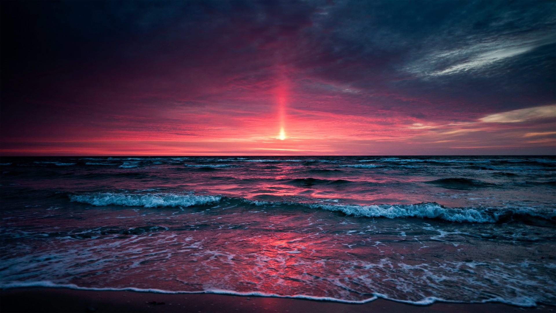 Скачать картинку Горизонт, Земля/природа, Закат Солнца, Морской Пейзаж в телефон бесплатно.