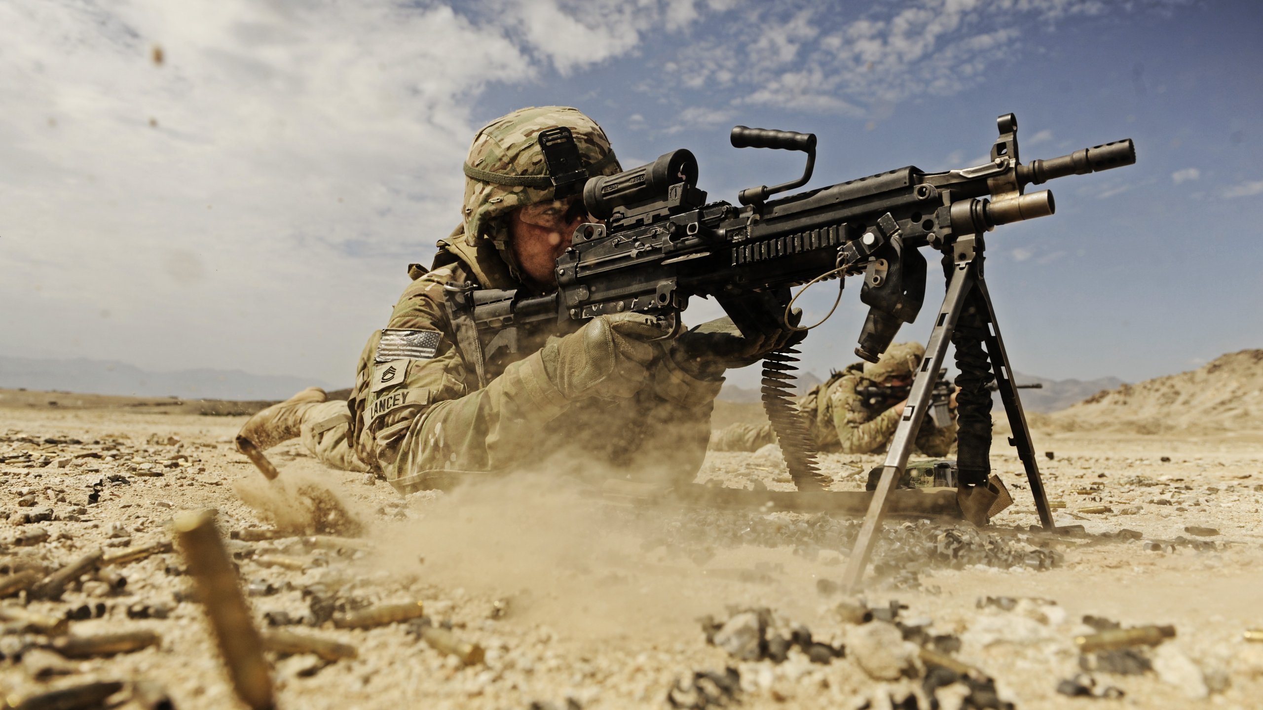 Download mobile wallpaper Military, Soldier, U S Army Infantry, Machine Gun, M249 Saw for free.