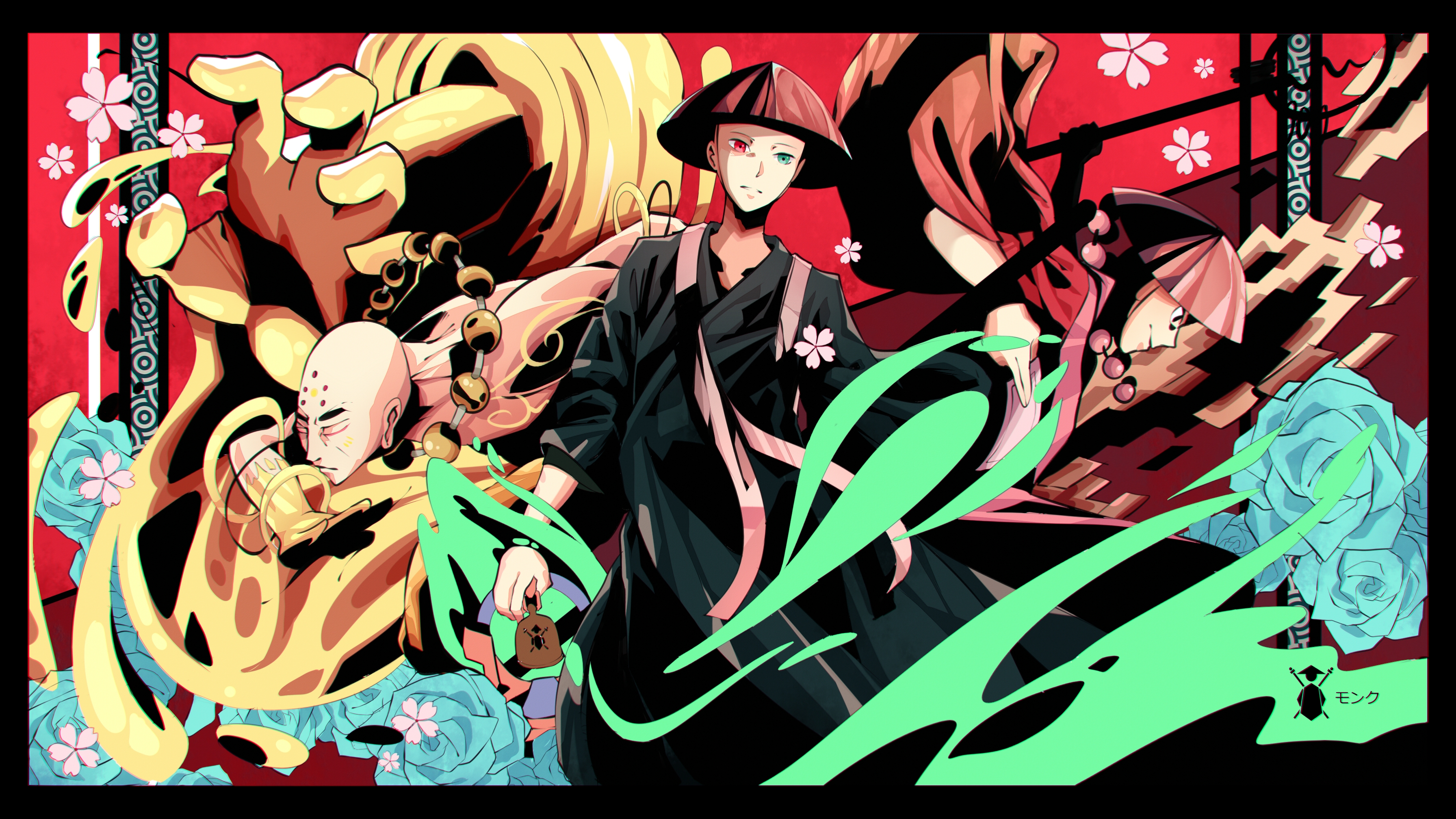 Download mobile wallpaper Anime, Magic, Warrior, Monk, Heterochromia, Original for free.