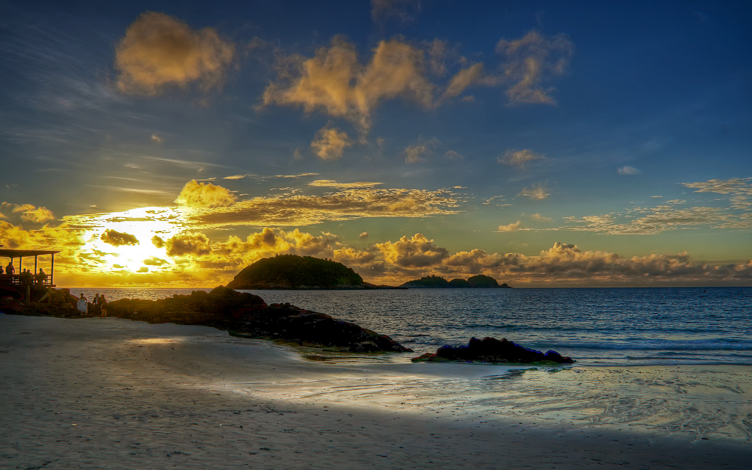 PCデスクトップに日没, 海, 風景, ビーチ画像を無料でダウンロード