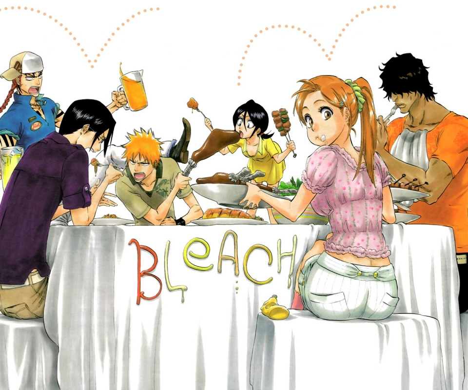 Handy-Wallpaper Bleach, Rukia Kuchiki, Animes, Renji Abarai, Ichigo Kurosaki, Orihime Inoue, Uryu Ishida, Yasutora Sado kostenlos herunterladen.