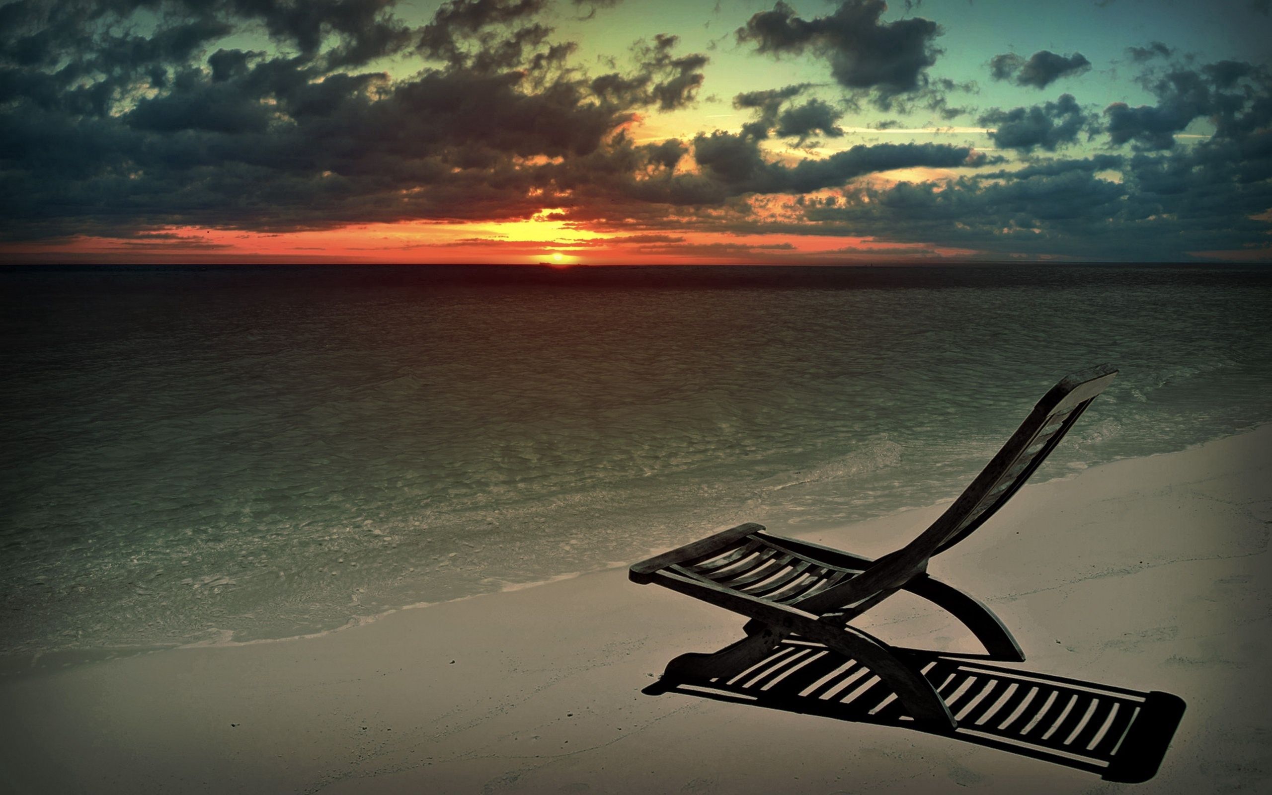 Free download wallpaper Sunset, Sky, Sun, Shadow, Armchair, Nature, Sand, Beach on your PC desktop