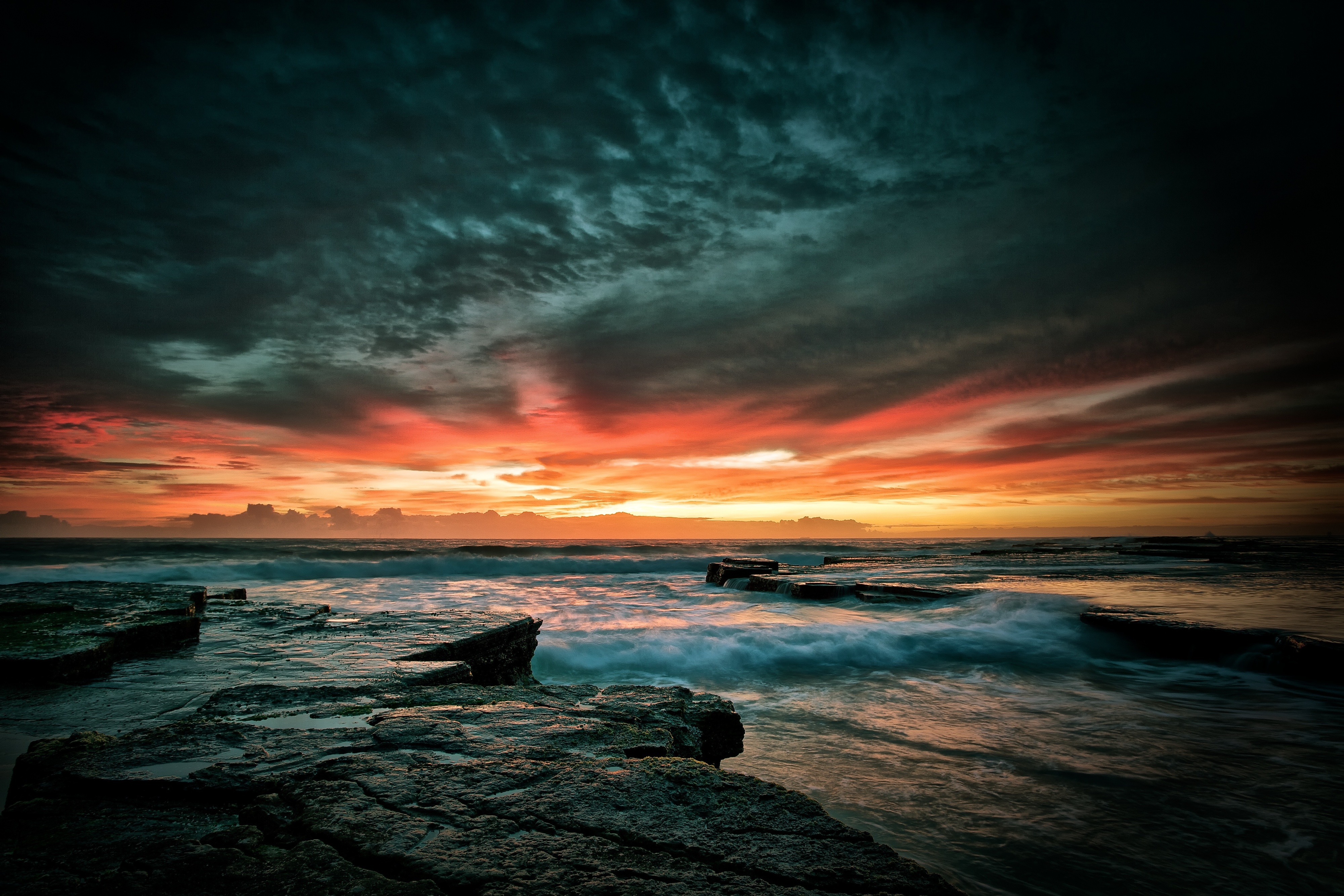 Free download wallpaper Sunset, Sky, Sea, Ocean, Earth, Cloud, Wave, Scenic on your PC desktop