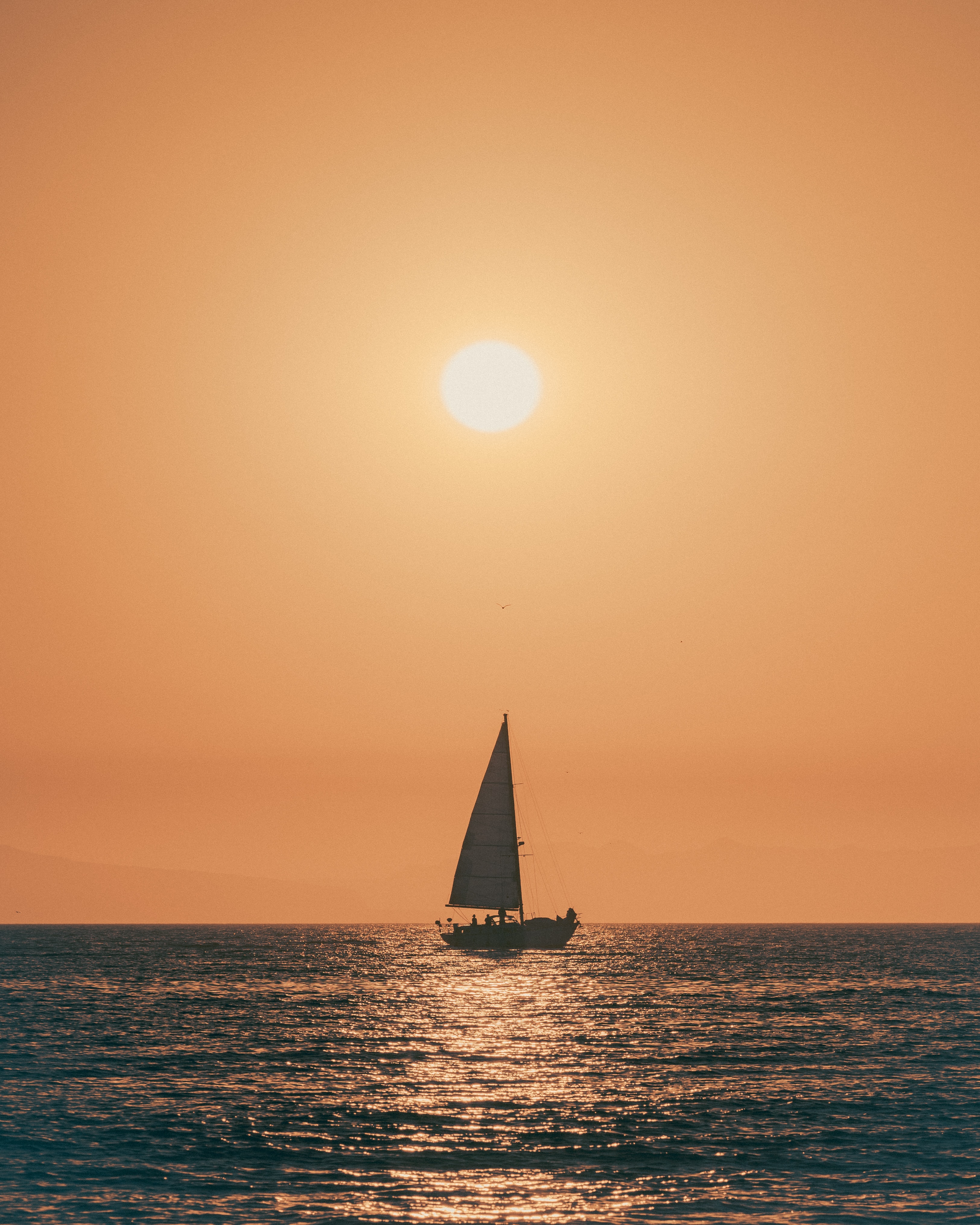 Download mobile wallpaper Dusk, Nature, Twilight, Sea, Sun, Sunset, Boat for free.
