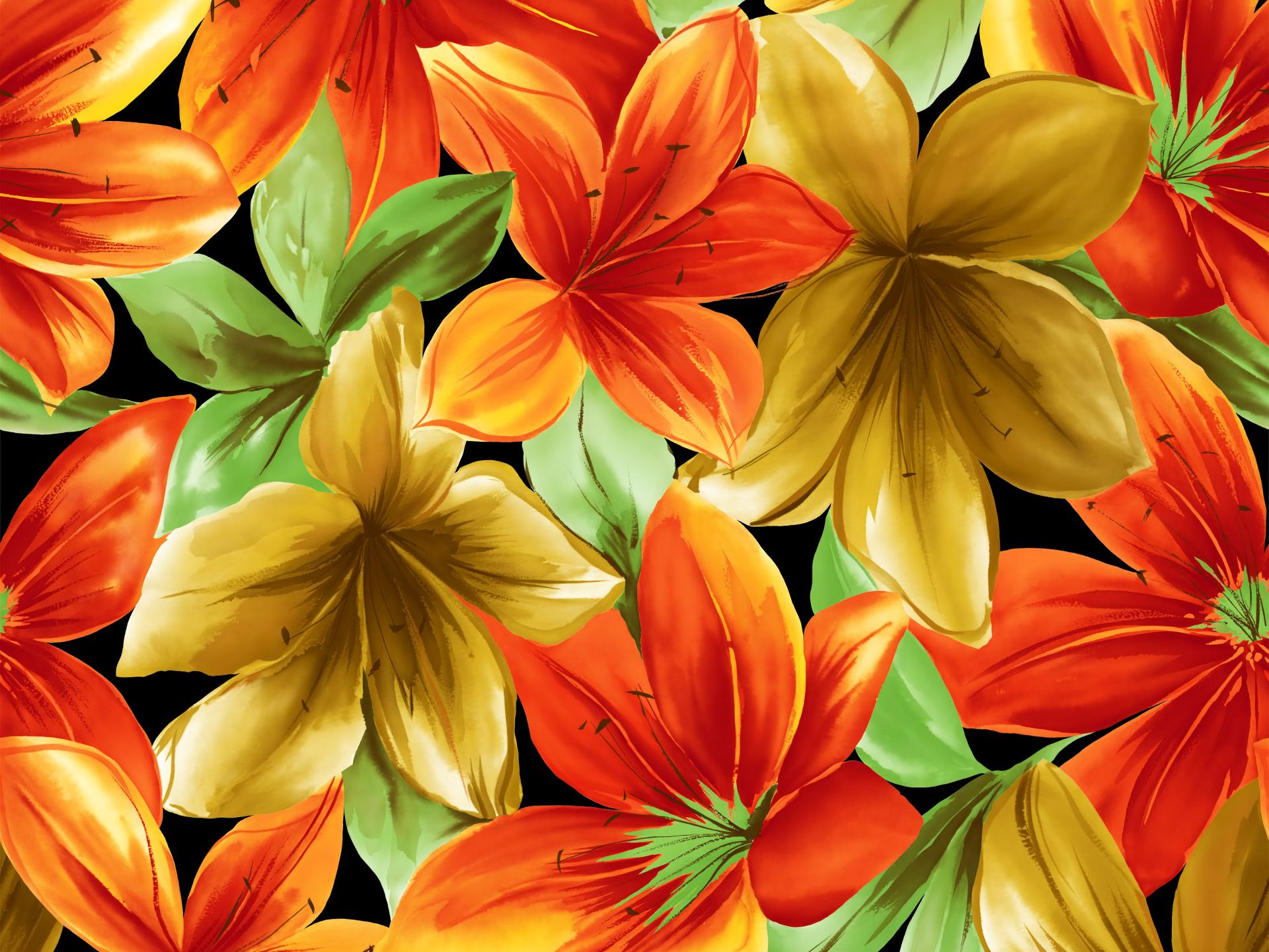 Download mobile wallpaper Flowers, Flower, Painting, Artistic, Yellow Flower, Orange Flower for free.