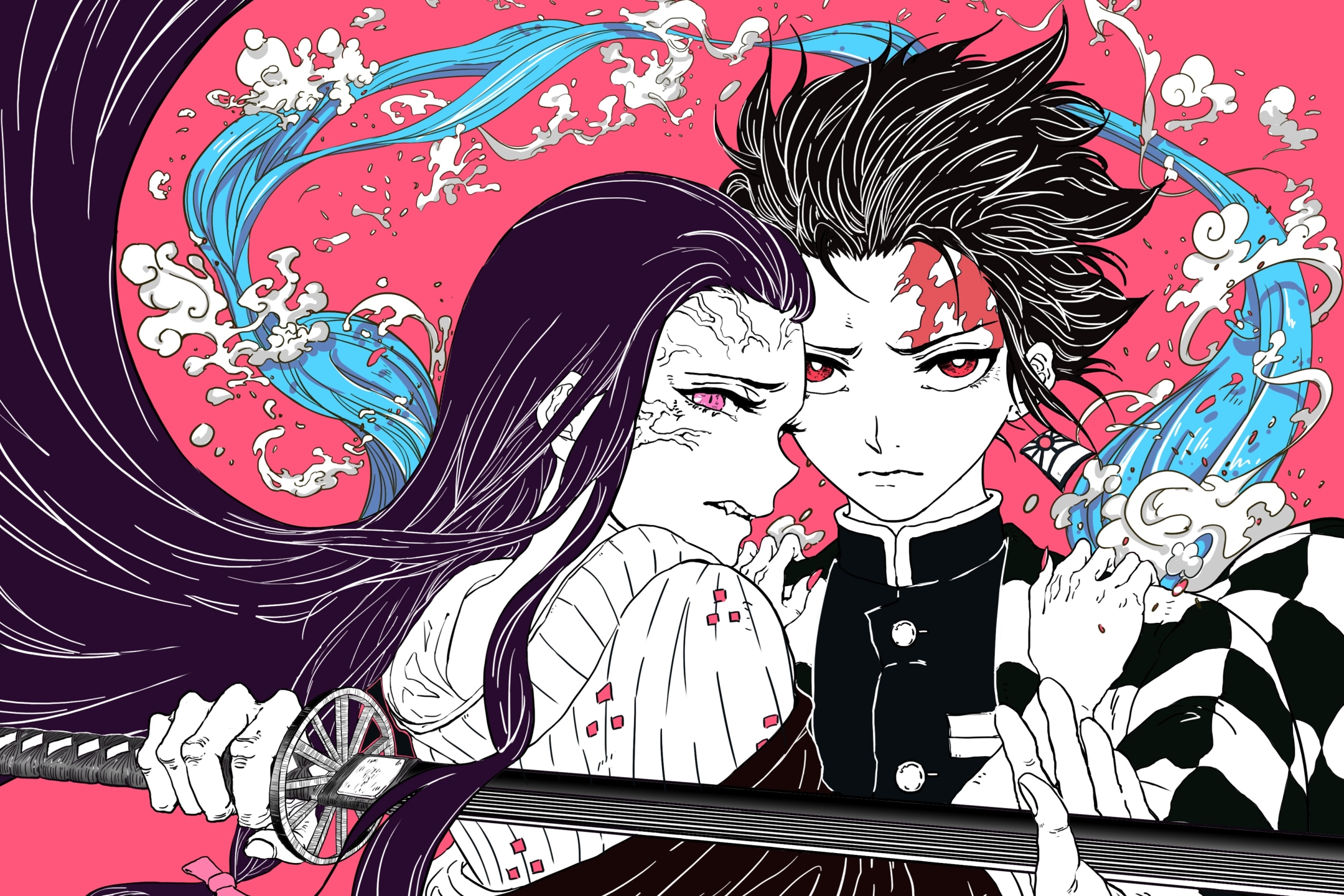 Laden Sie das Animes, Nezuko Kamado, Demon Slayer, Tanjiro Kamado-Bild kostenlos auf Ihren PC-Desktop herunter