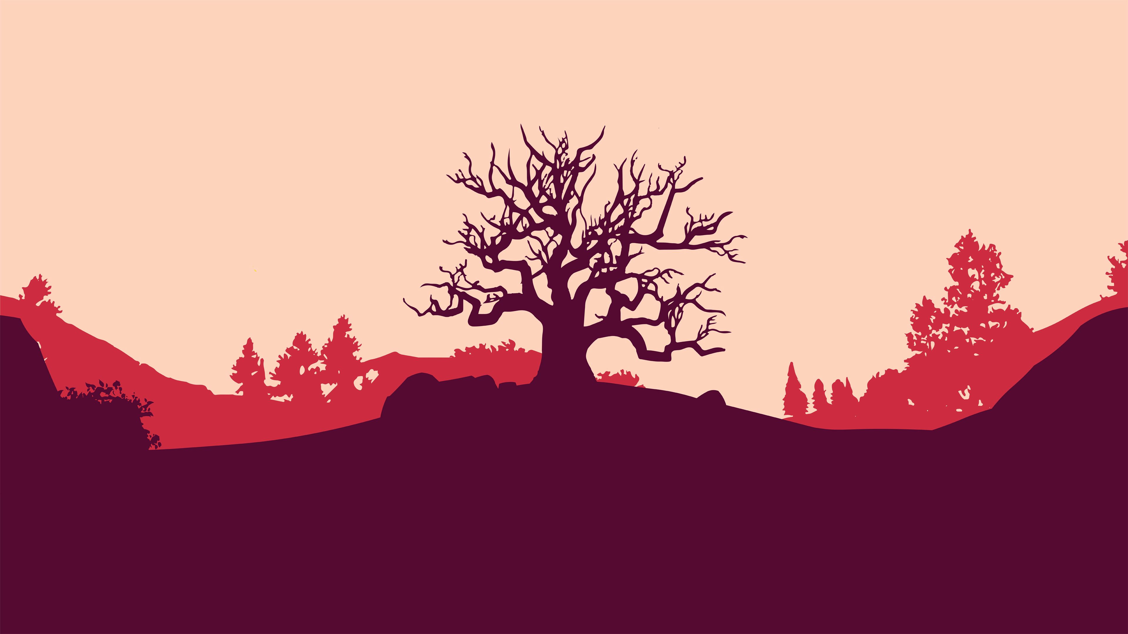 Free download wallpaper Tree, Hill, Wood, Art, Landscape, Vector on your PC desktop
