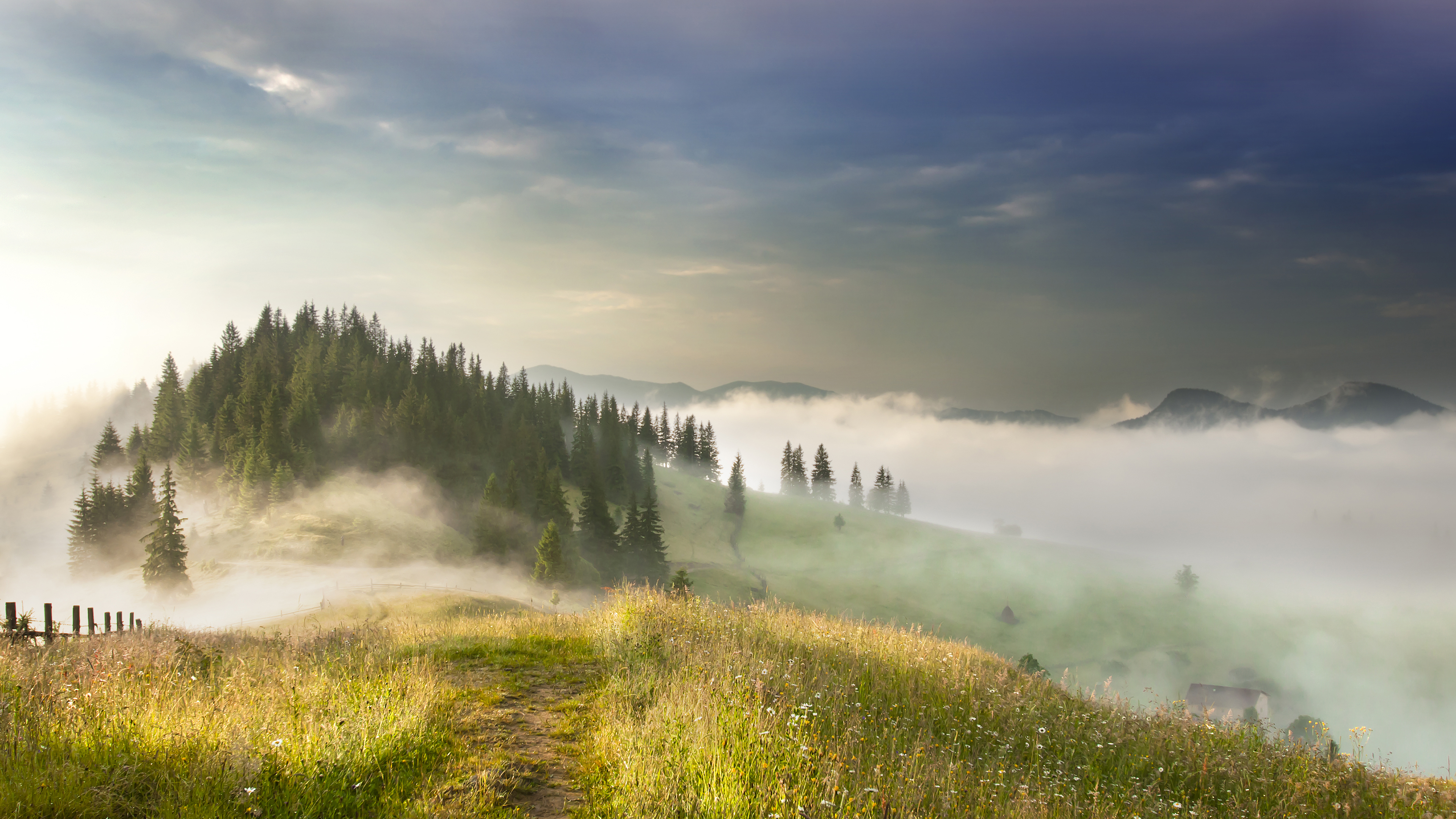 Download mobile wallpaper Landscape, Nature, Mountain, Fog, Earth for free.