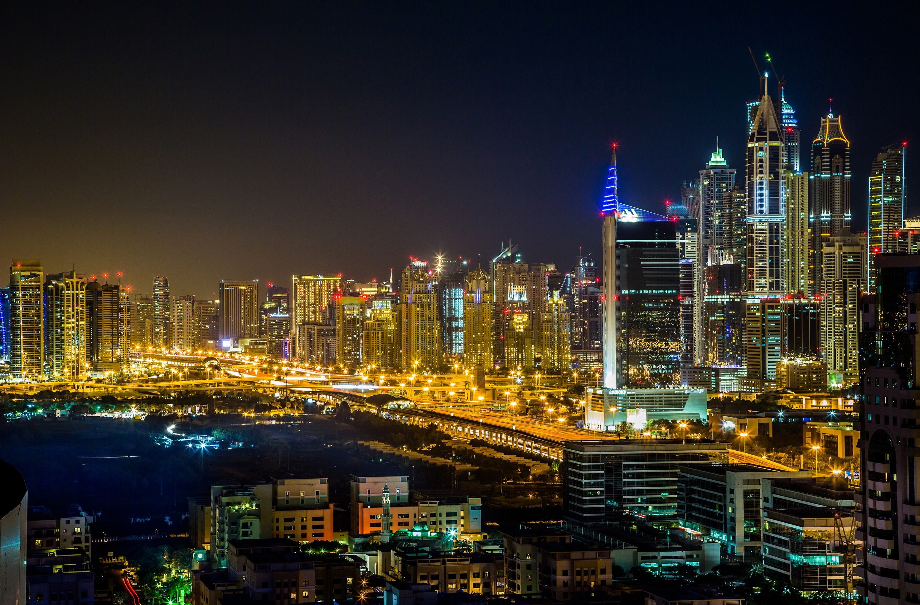 Download mobile wallpaper Dubai, Cities, Light, Man Made, Night, City for free.