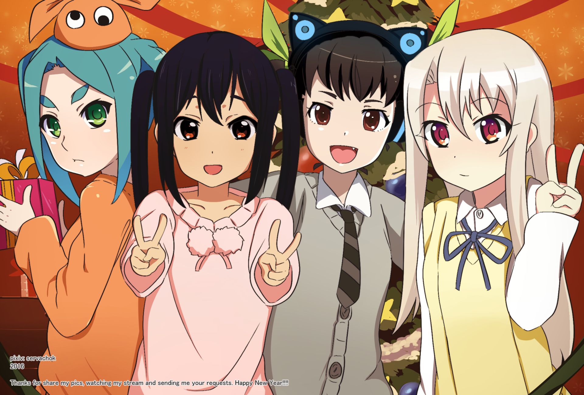 Download mobile wallpaper Anime, Crossover, Azusa Nakano, Mayoi Hachikuji, Illyasviel Von Einzbern, Yotsugi Ononoki for free.