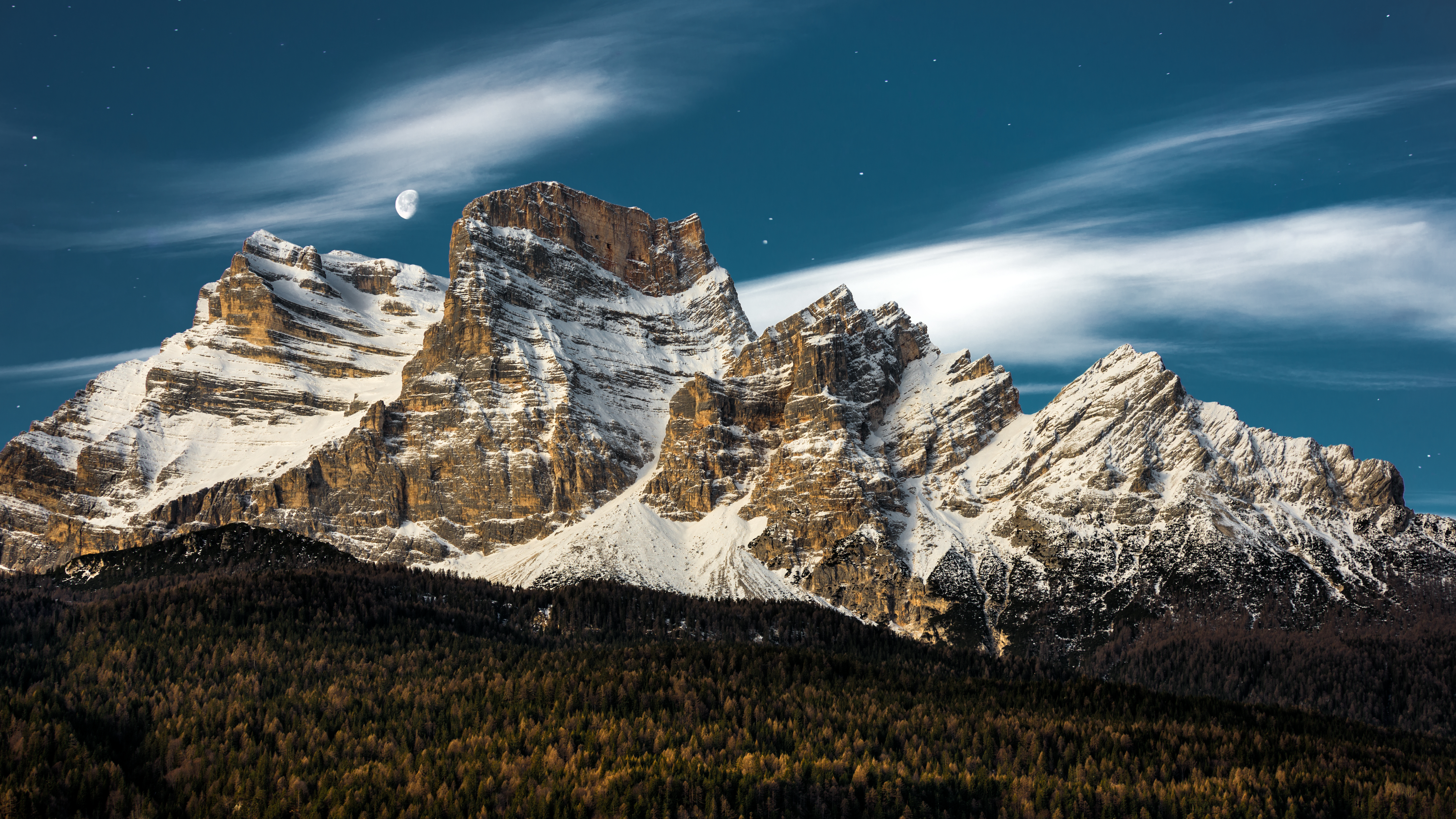 Free download wallpaper Nature, Mountains, Moon, Mountain, Forest, Earth, Cliff on your PC desktop