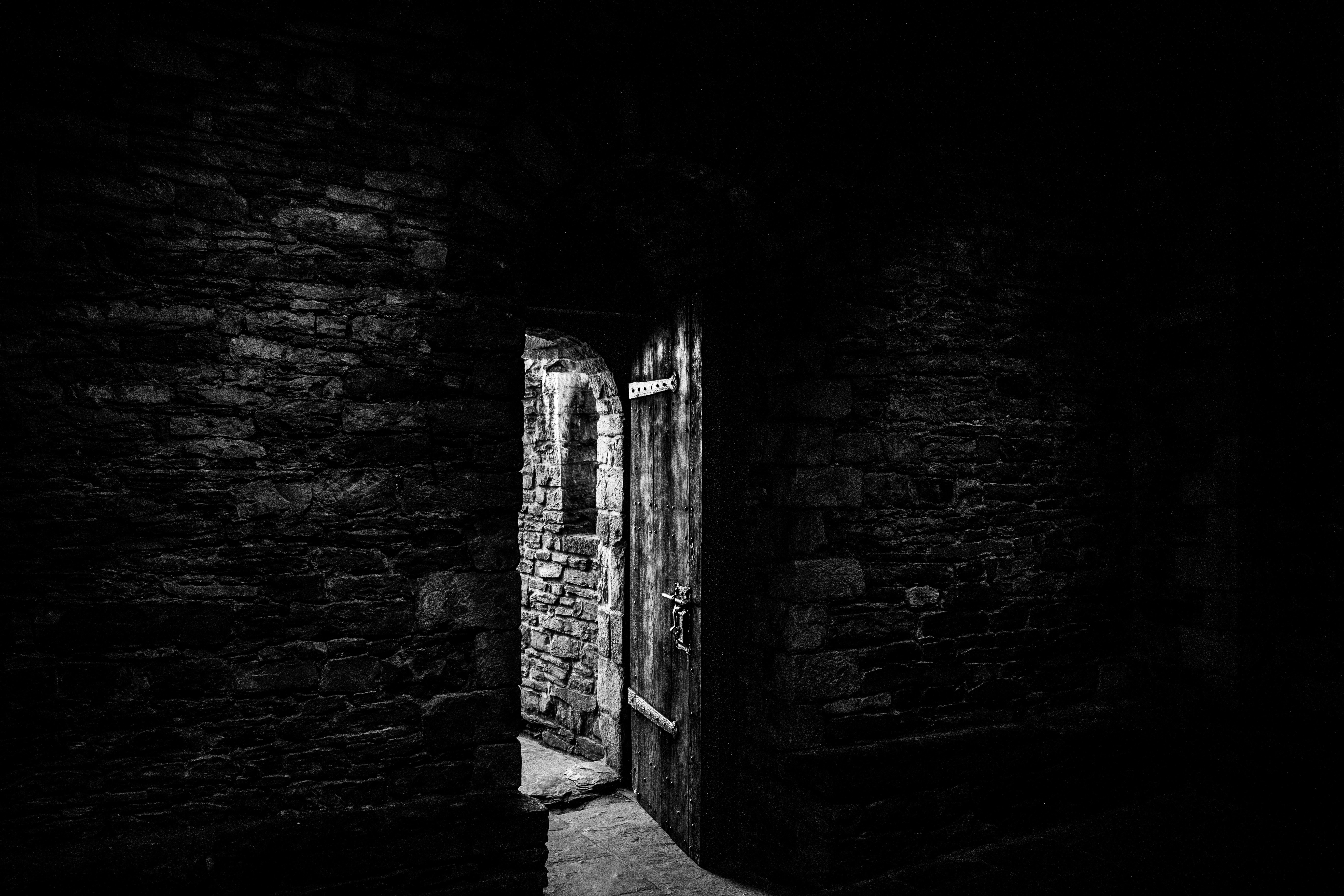 Download mobile wallpaper Stone, Chb, Door, Bw for free.
