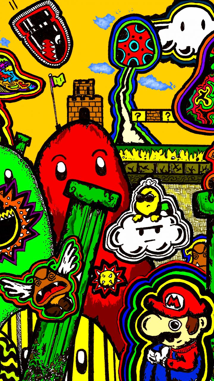 Download mobile wallpaper Mario, Artistic, Psychedelic for free.