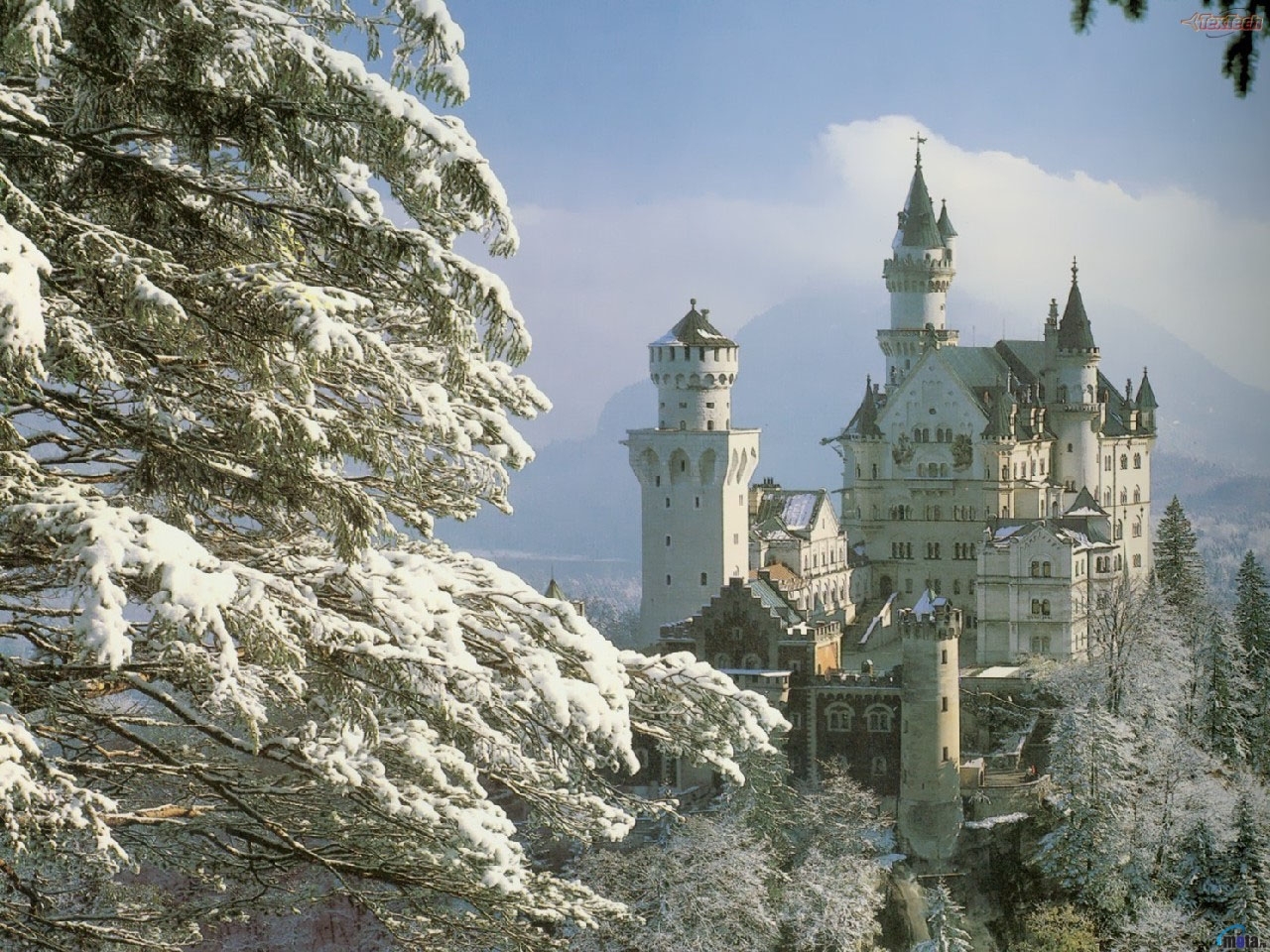 Download mobile wallpaper Winter, Landscape, Architecture, Castles for free.